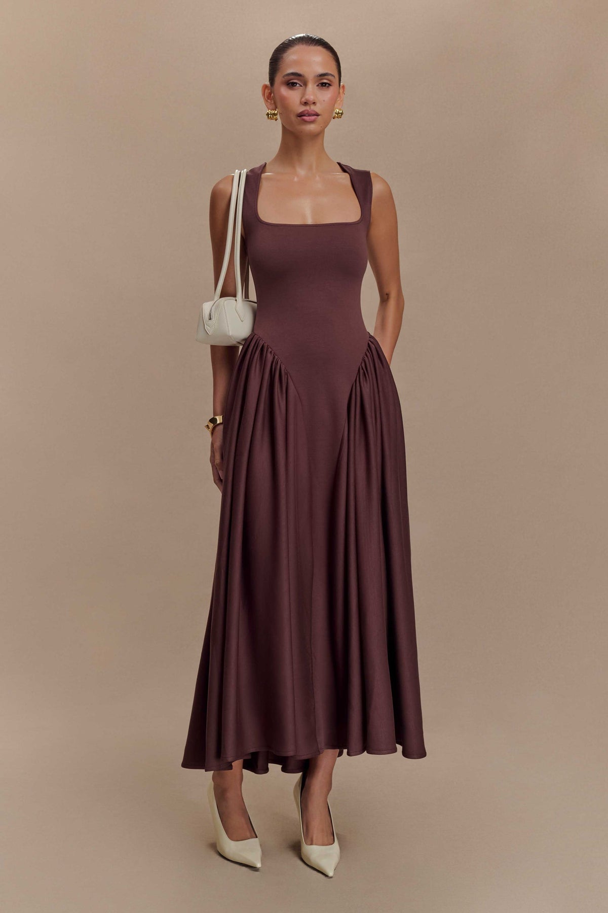 Hazel Midi Dress - Cacao Brown