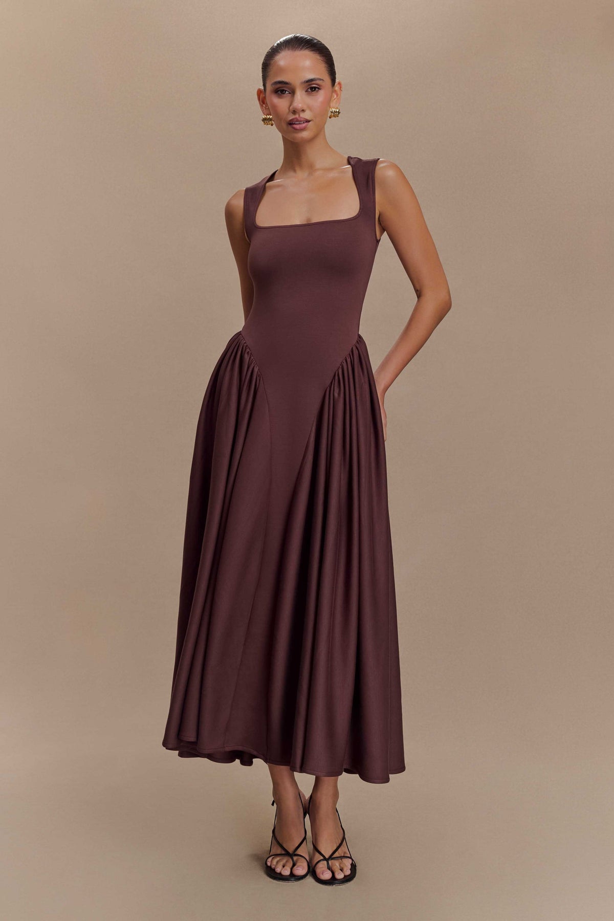 Hazel Midi Dress - Cacao Brown