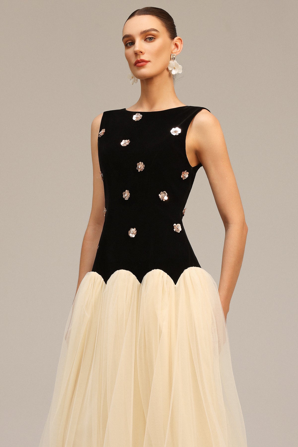 Rosette Noir Maxi Dress - Black