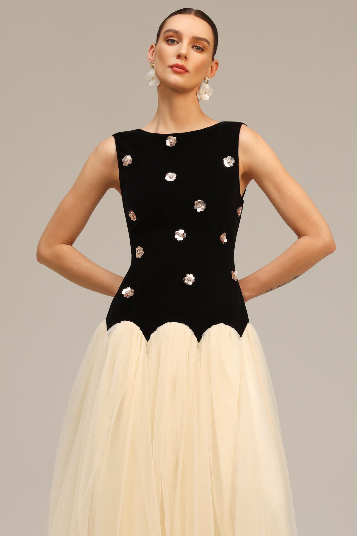 Rosette Noir Maxi Dress - Black