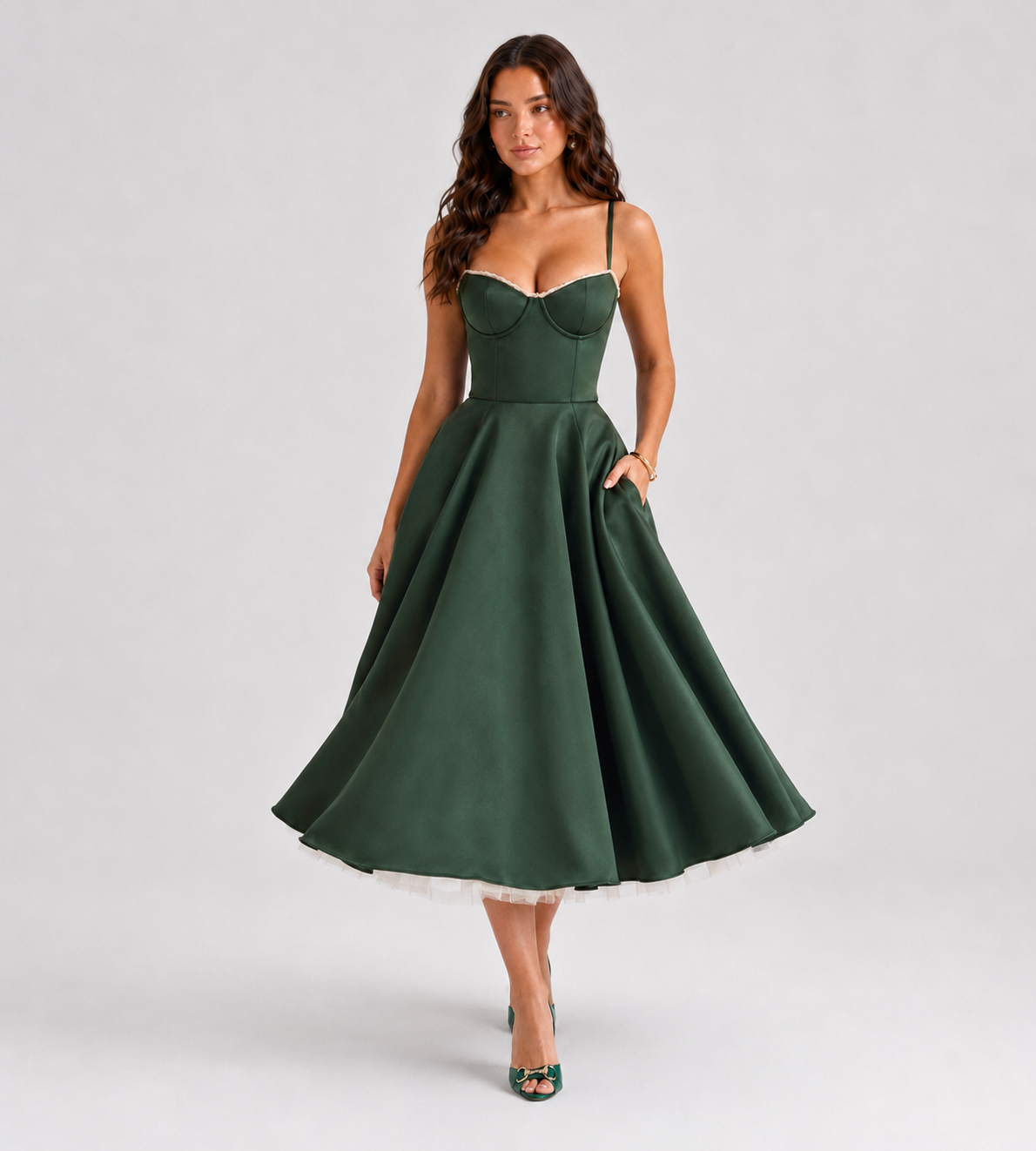 Corsetta Midi Dress - Forest Green