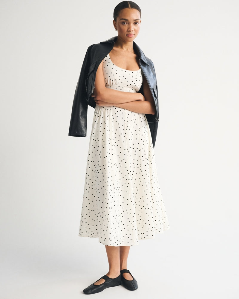 Linnea Midi Dress - White Dot