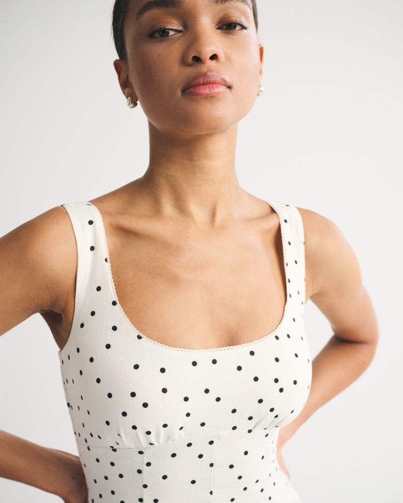 Linnea Midi Dress - White Dot