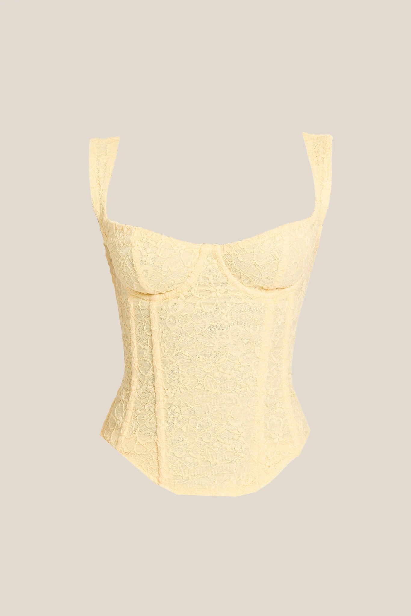The Cinched Lace Corset Maxi Set in Yellow