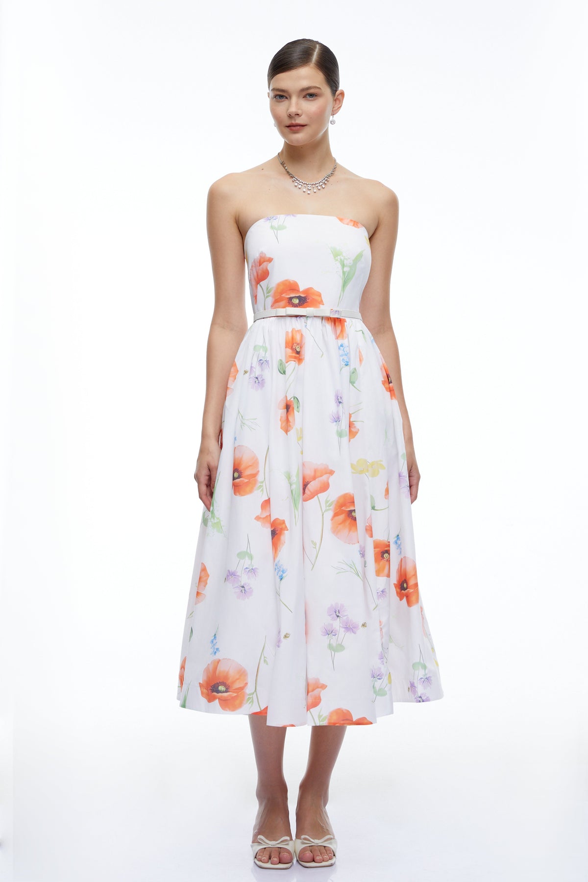 Fleurette Midi Dress - White Multicolor