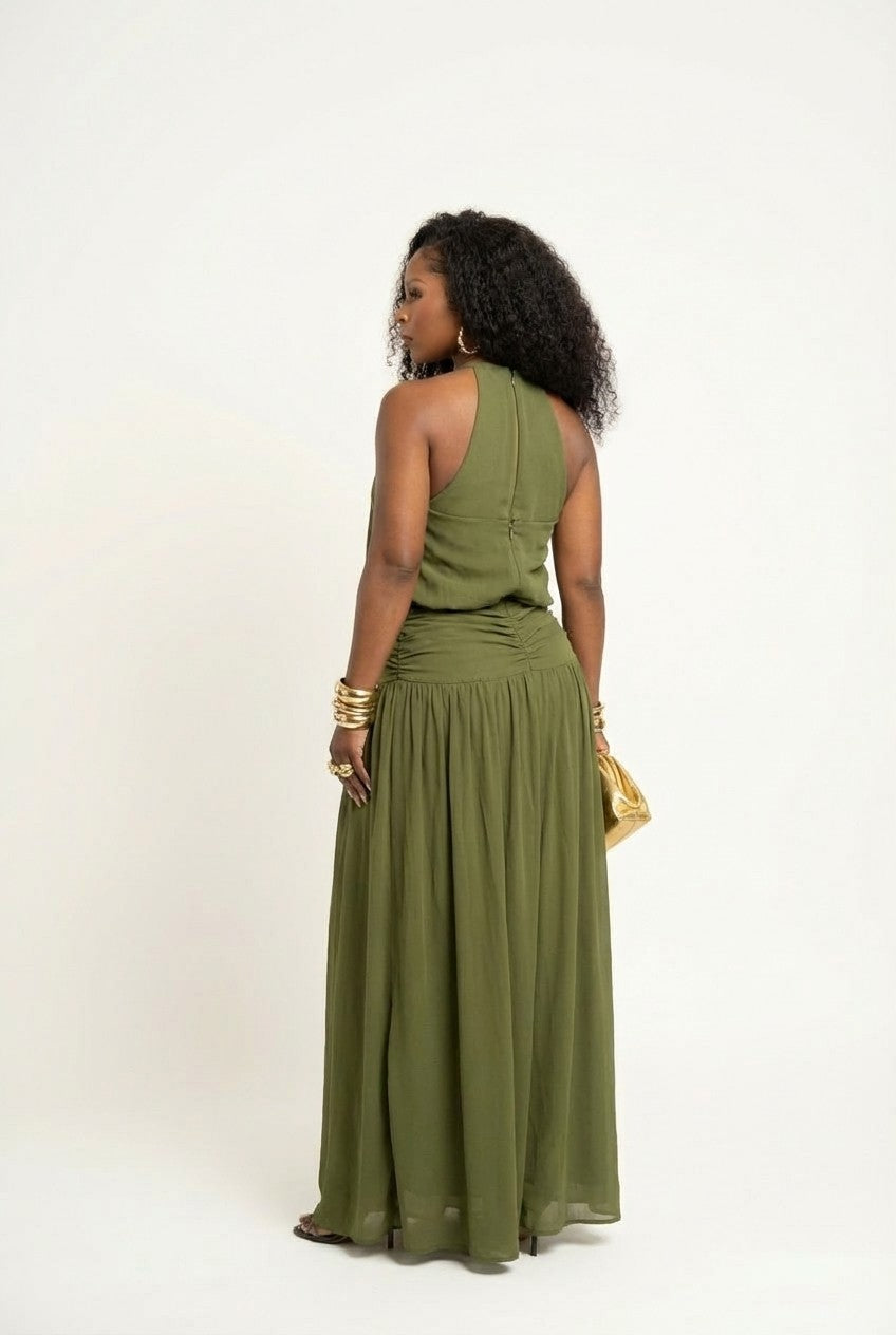 Colette Maxi Dress - Olive Green - 3