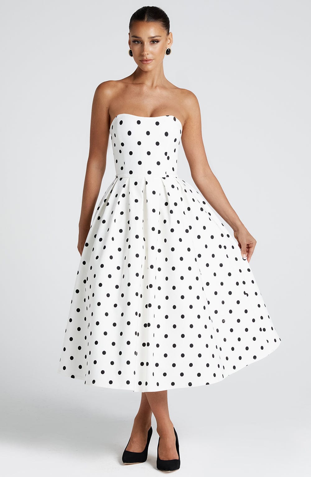 Adeline Midi Dress - Black Polka Dot