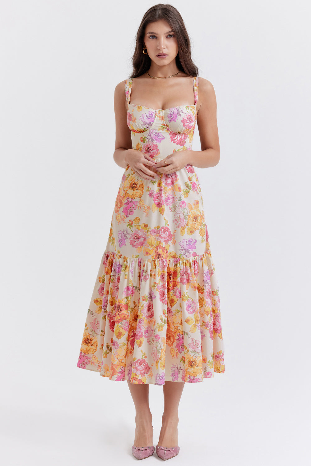 Magnolia Midi Dress - Ivory Floral
