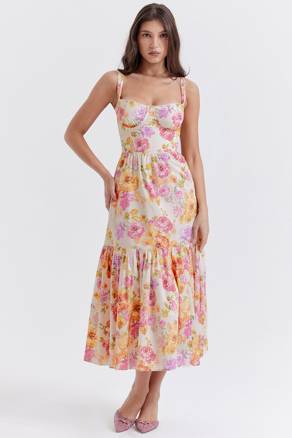 Magnolia Midi Dress - Ivory Floral