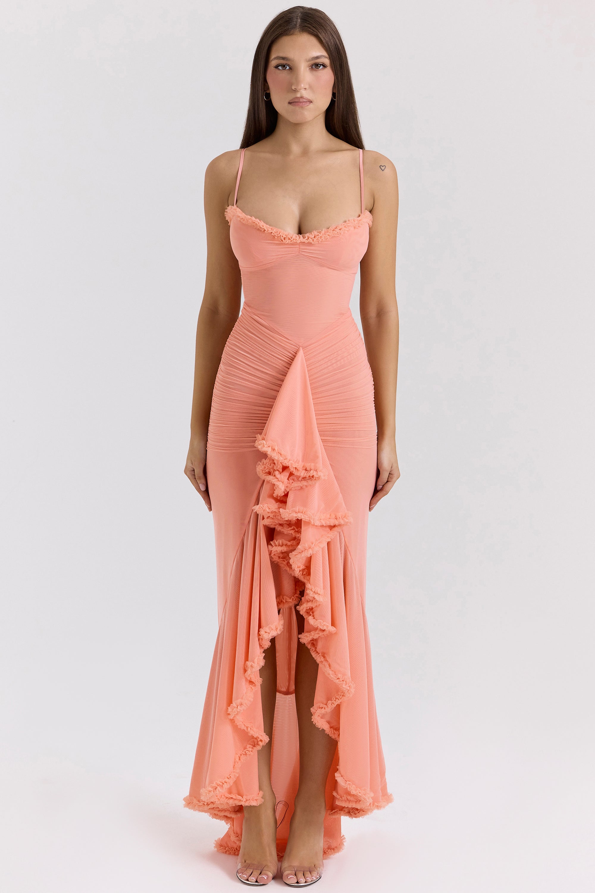 Rosamund Maxi Dress - Peach Mesh