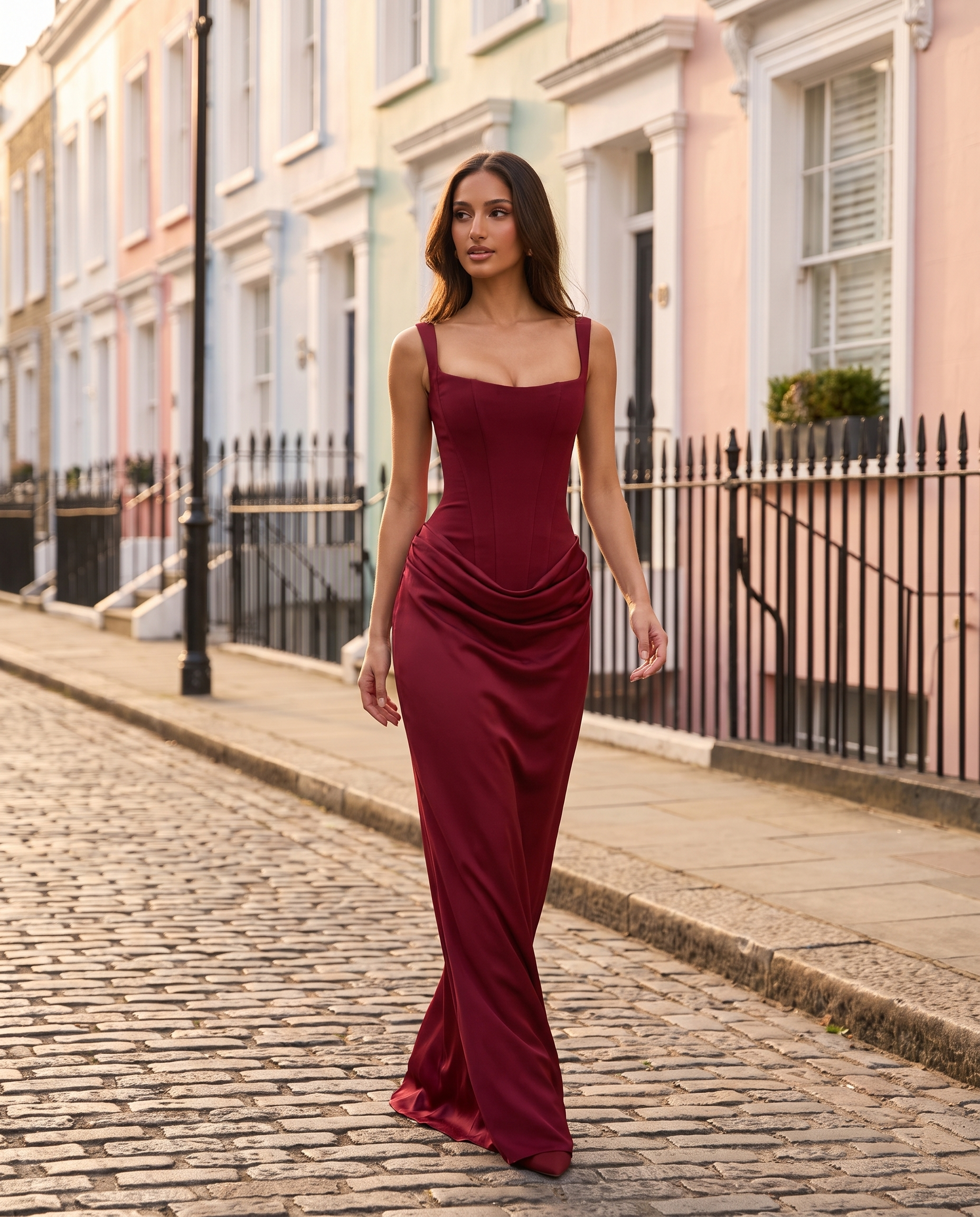 Corset Maxi Dress with Lace-Up Back