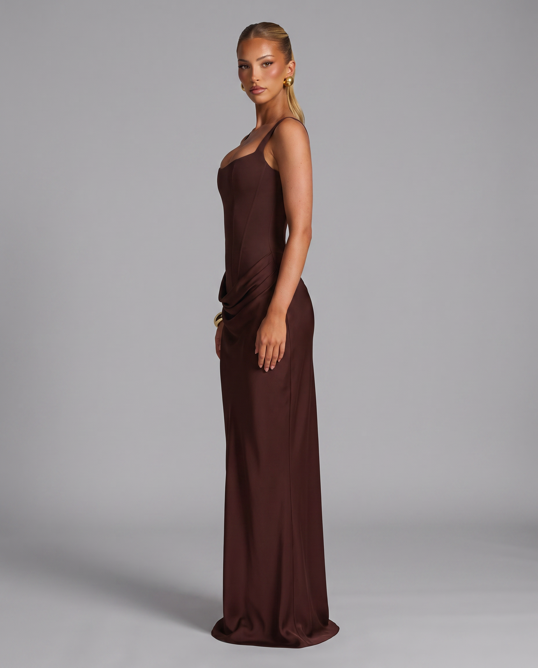 Corset Maxi Dress with Lace-Up Back