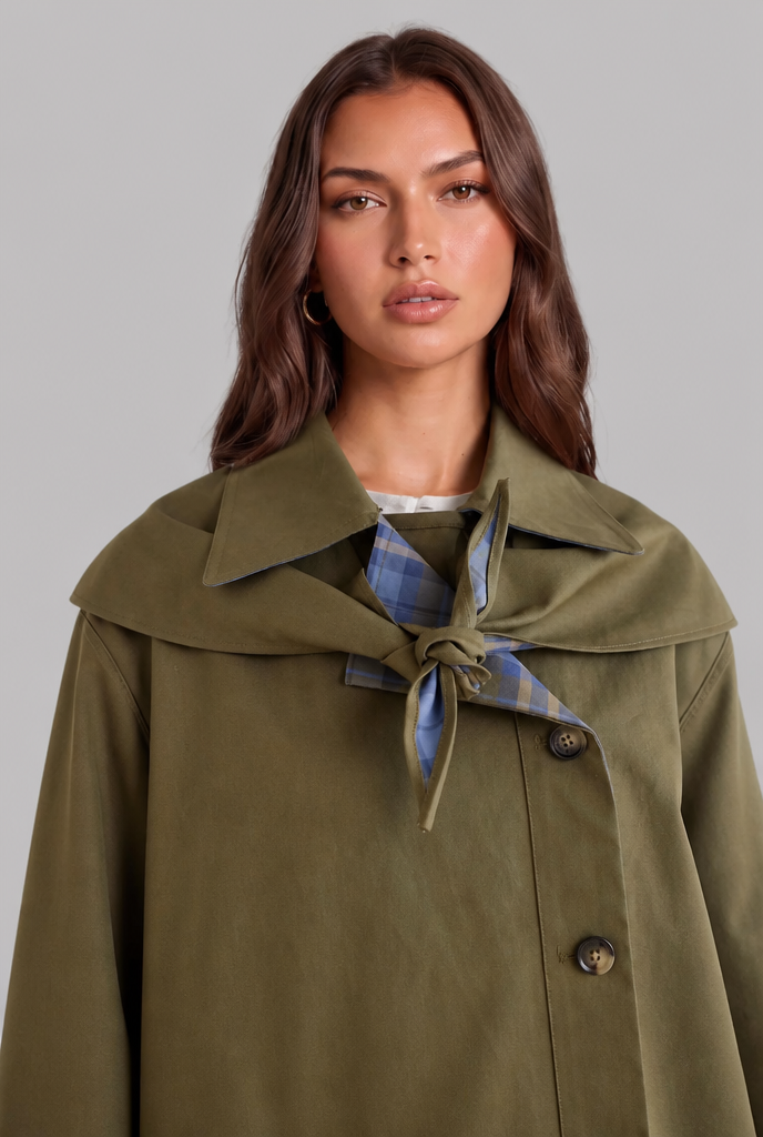 Tartana Trench Coat - Green