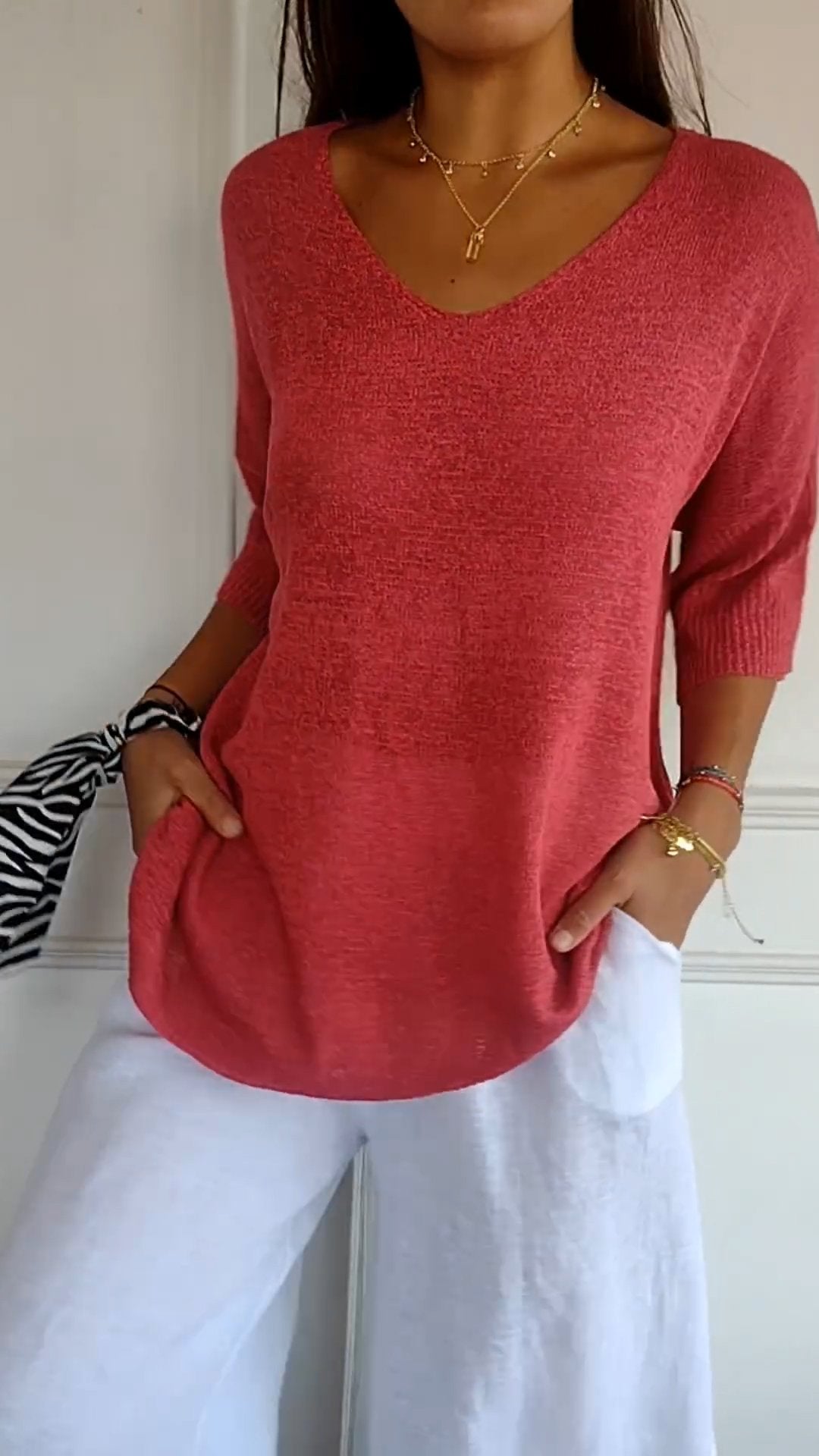 Chic and Stylish Loose V-Neck Top