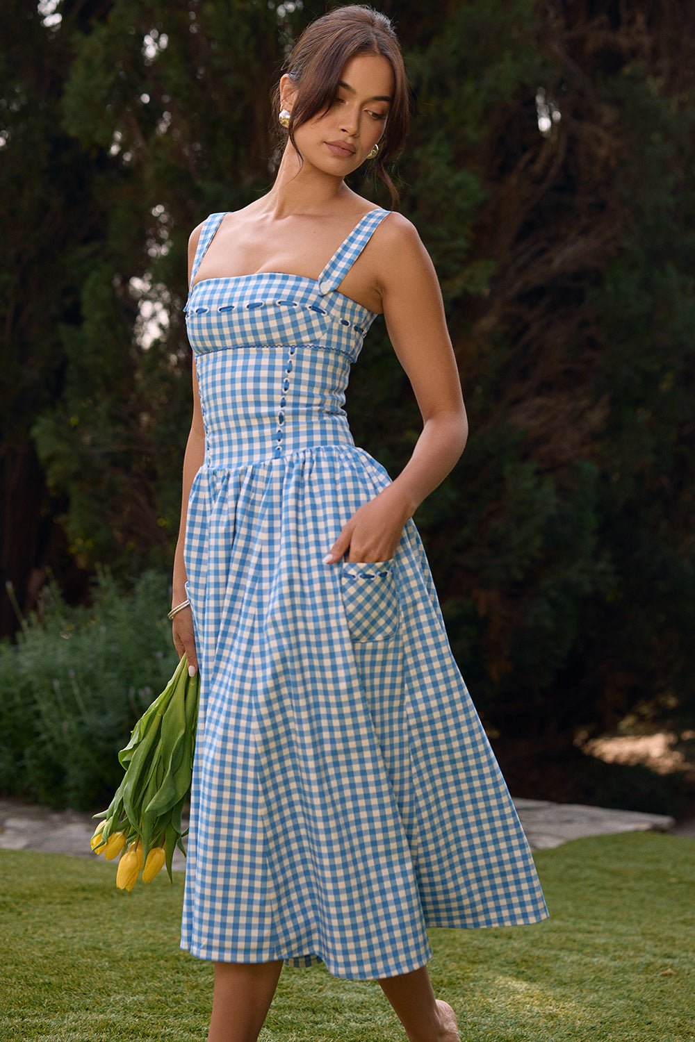 Vivien Midi Dress - Regatta Blue Gingham