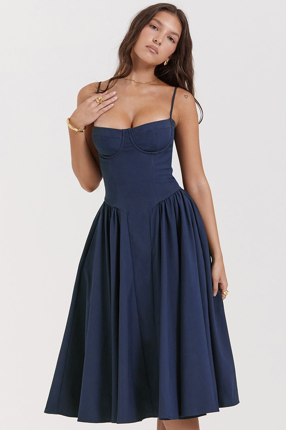 Marguerite Midi Dress - French Navy