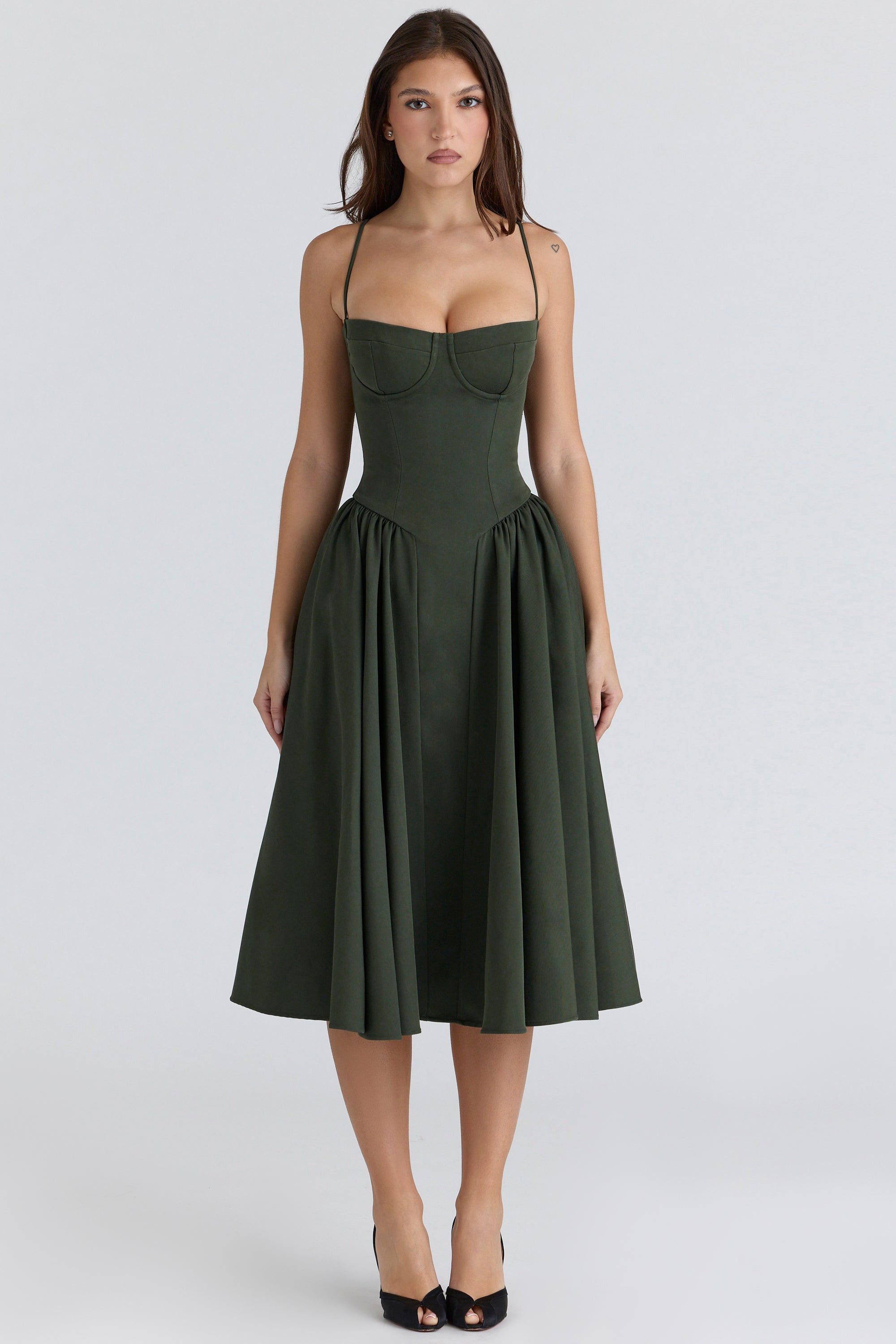 Marguerite Midi Dress - Emerald Green