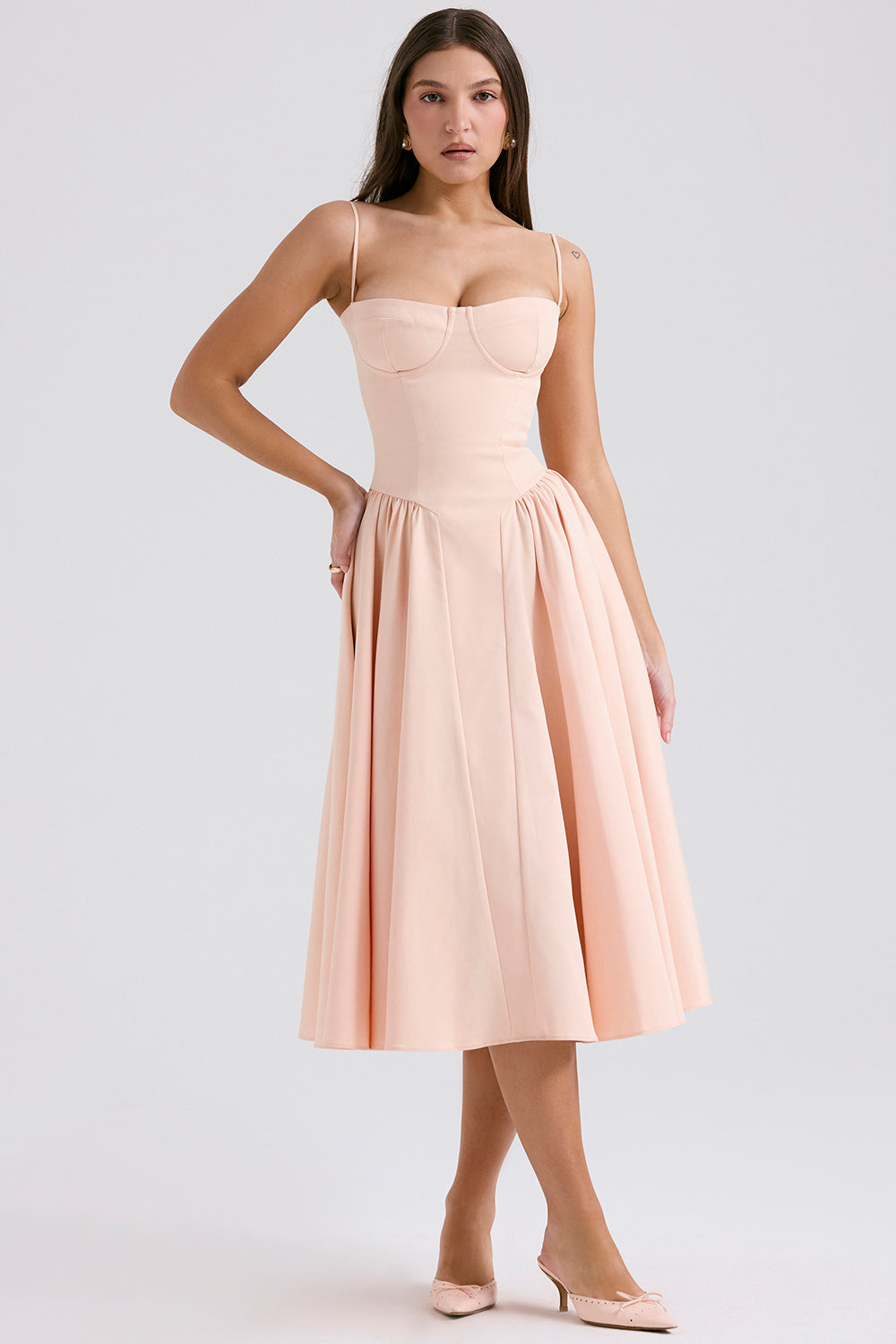 Marguerite Midi Dress - Peach Parfait