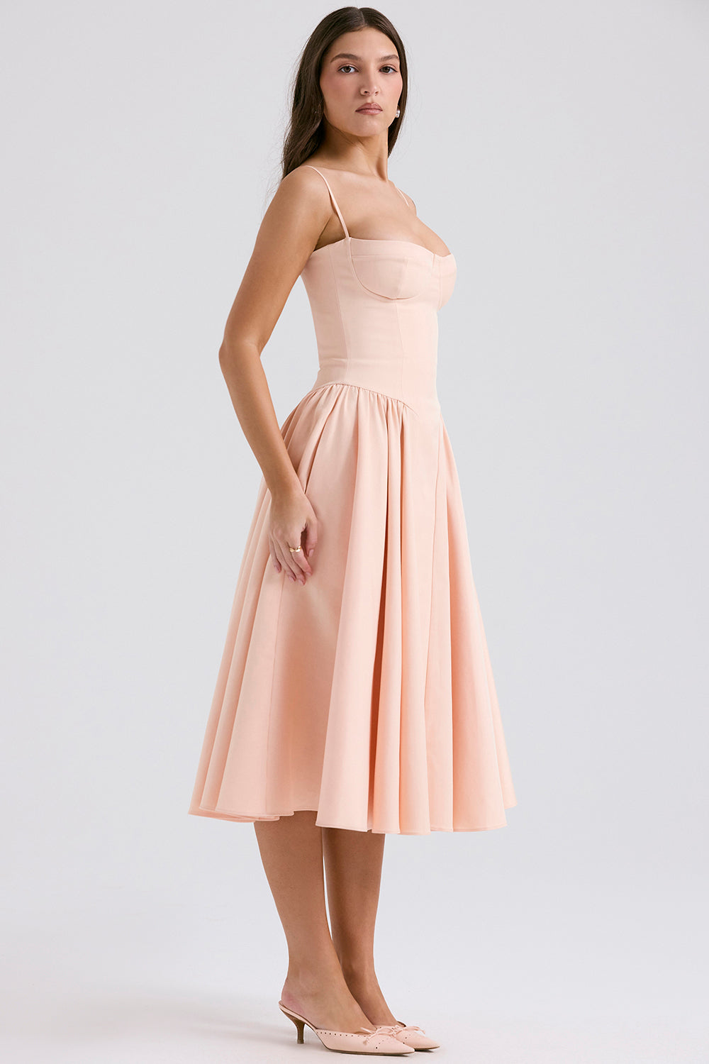 Marguerite Midi Dress - Peach Parfait