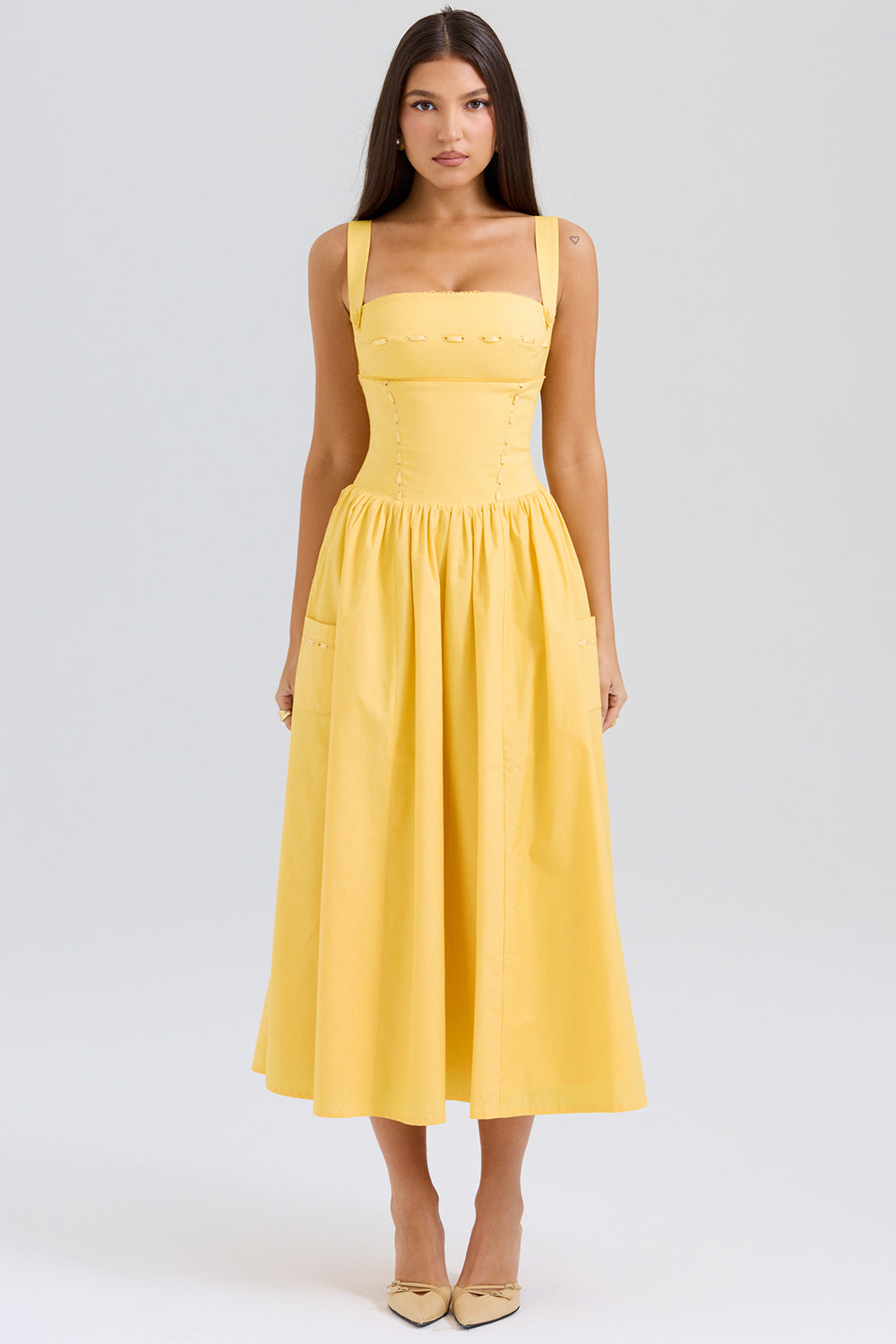 Vivien Midi Dress - Apricot