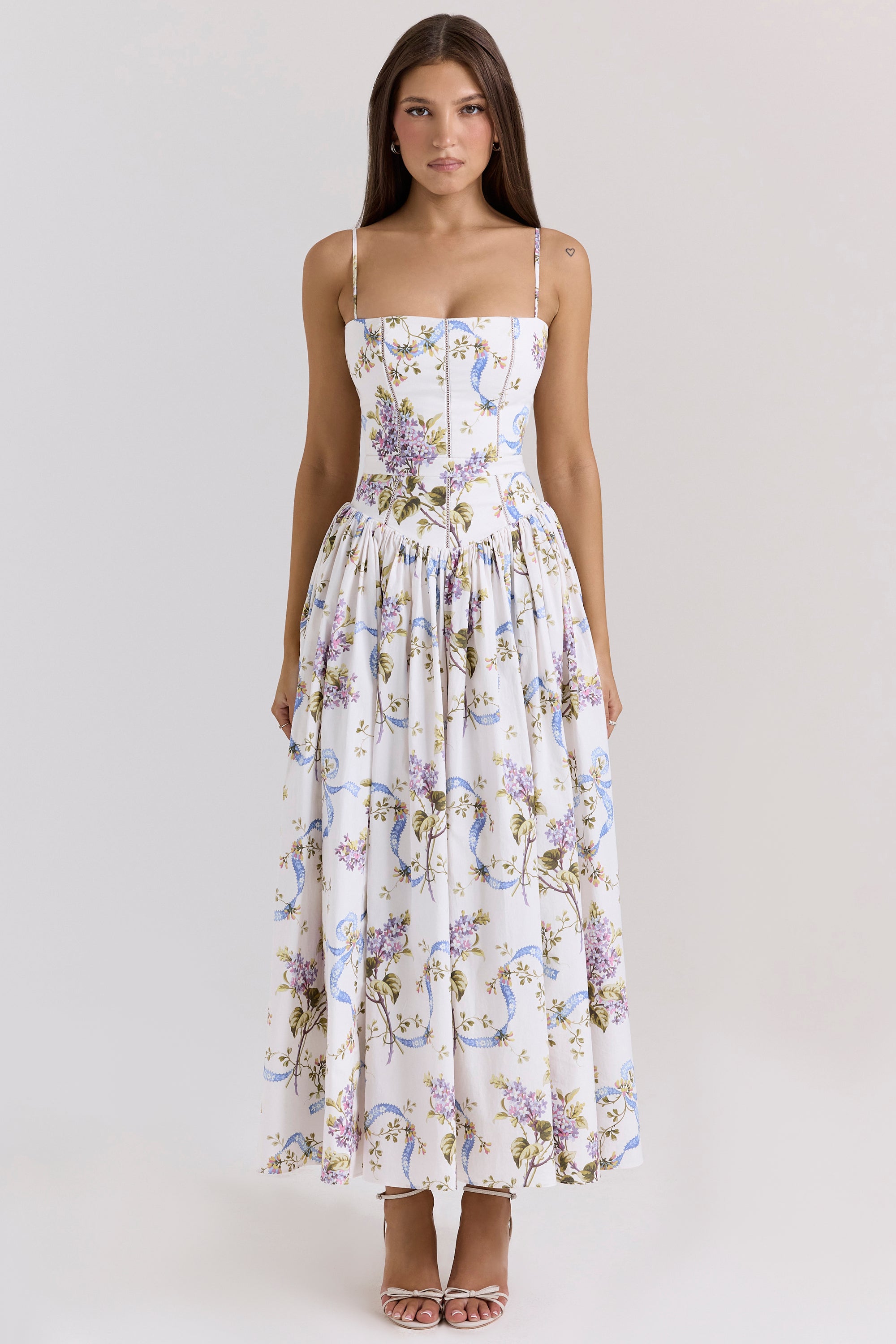 Ysabella Midi Dress - Off-White Vintage Rose
