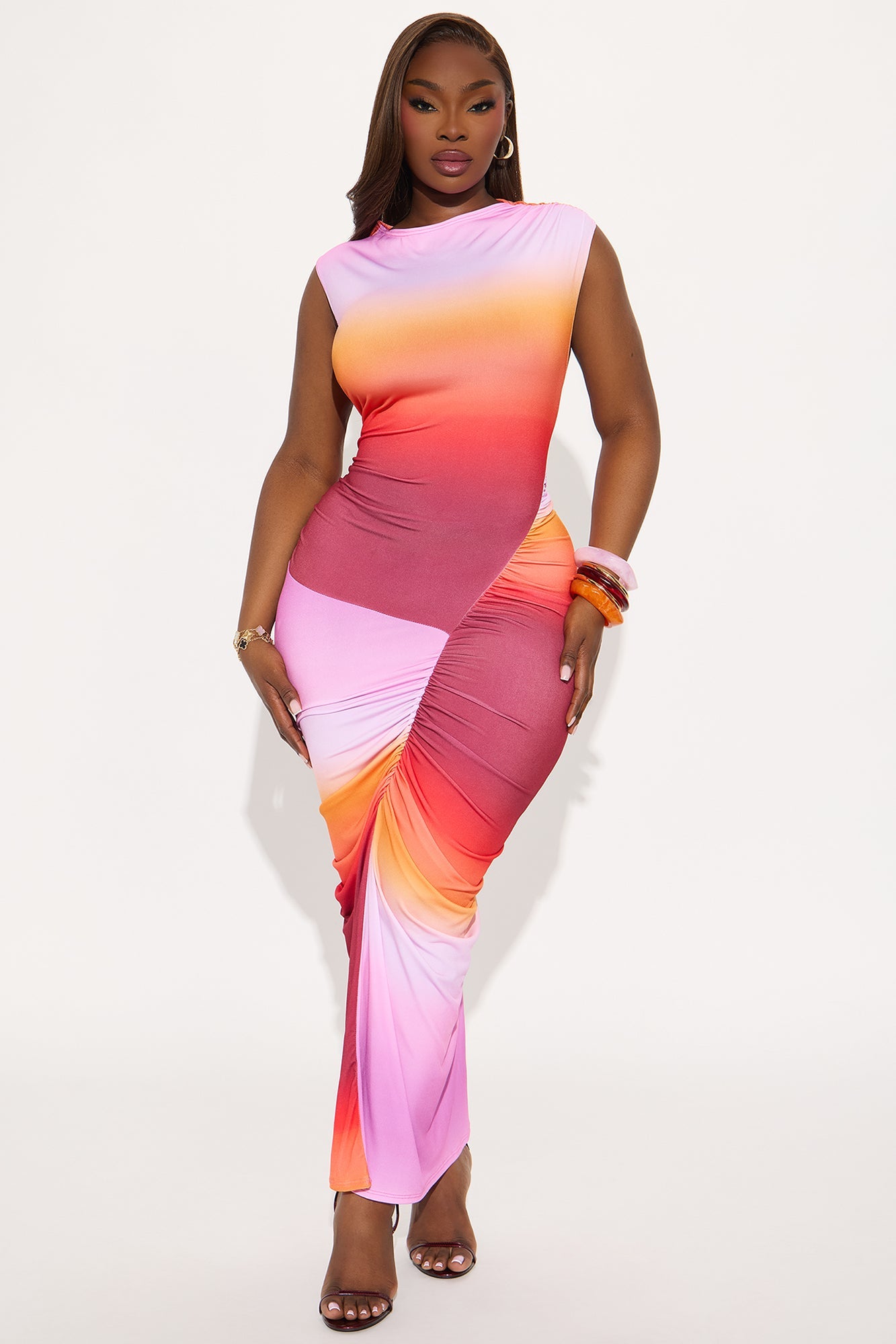 Talia Maxi Dress - Orange Combo