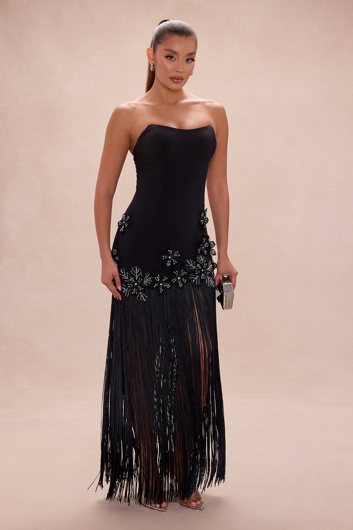 Tassel Noir Maxi Dress - Black