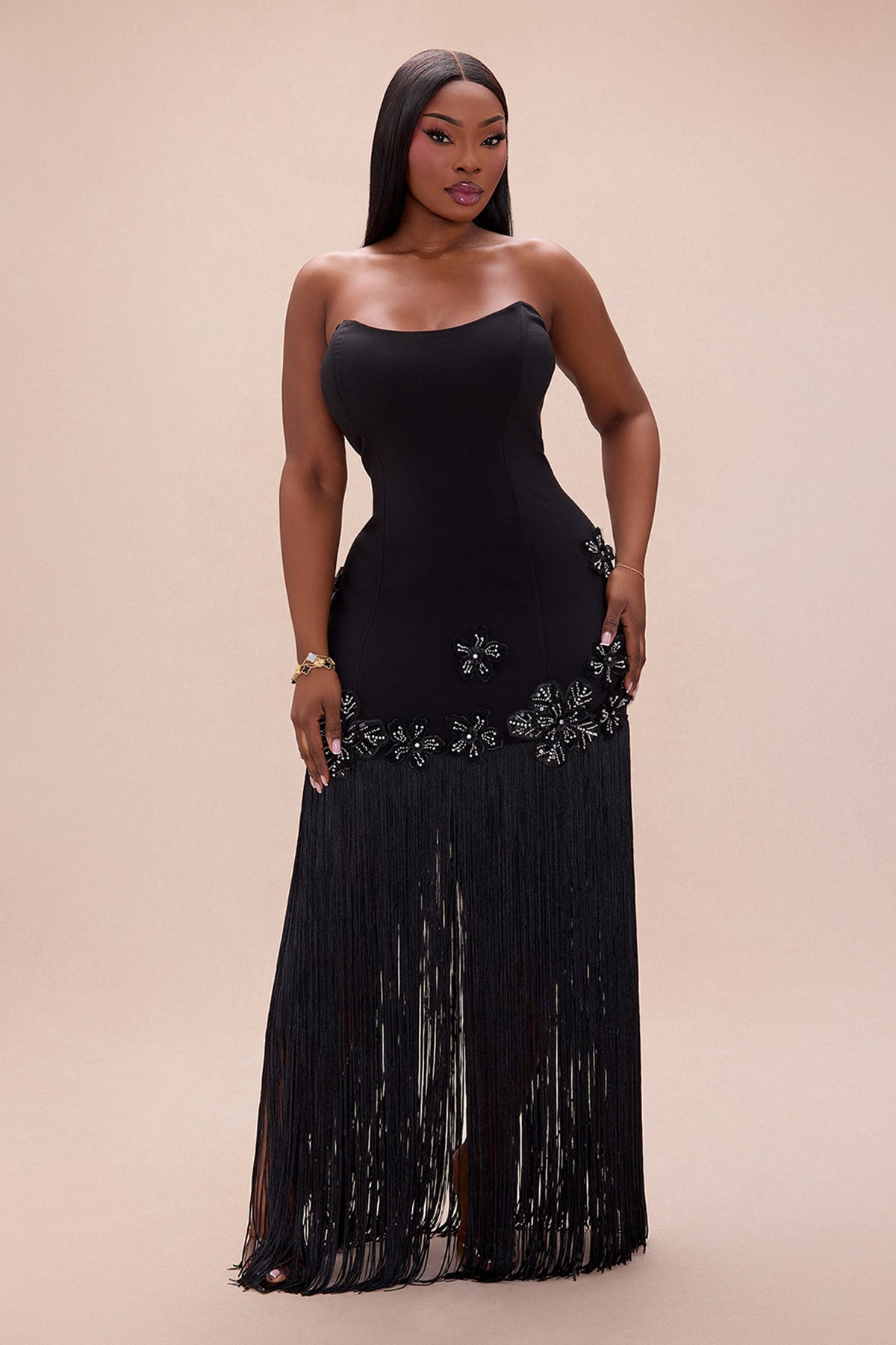 Tassel Noir Maxi Dress - Black