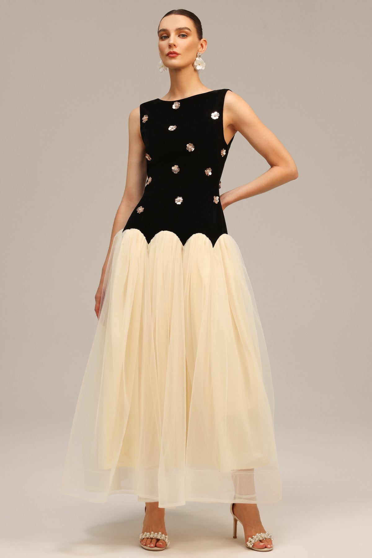 Rosette Noir Maxi Dress - Black