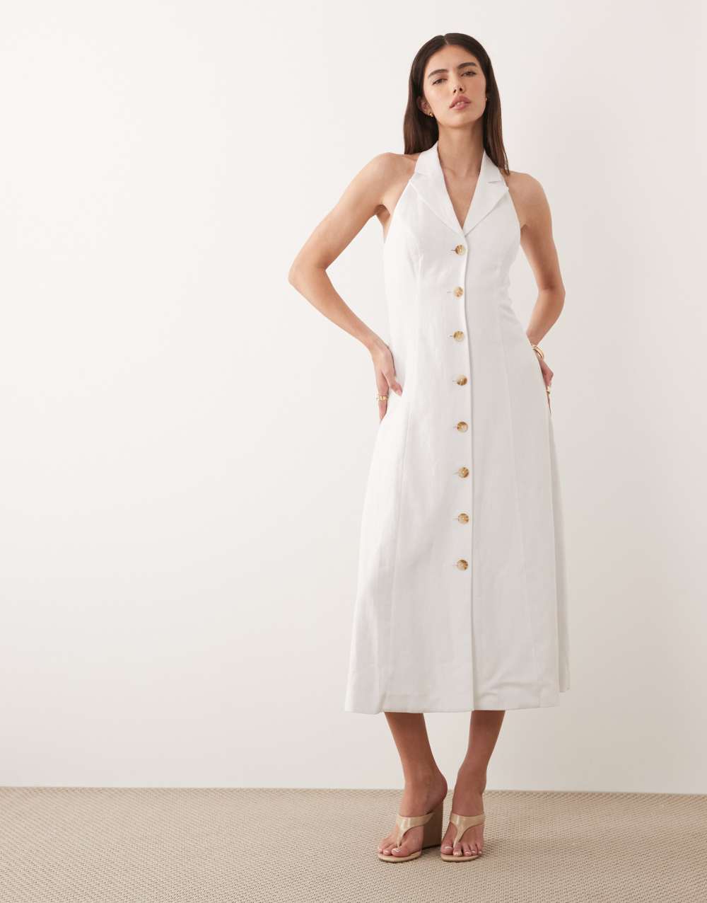 Juliette Midi Dress - White - front