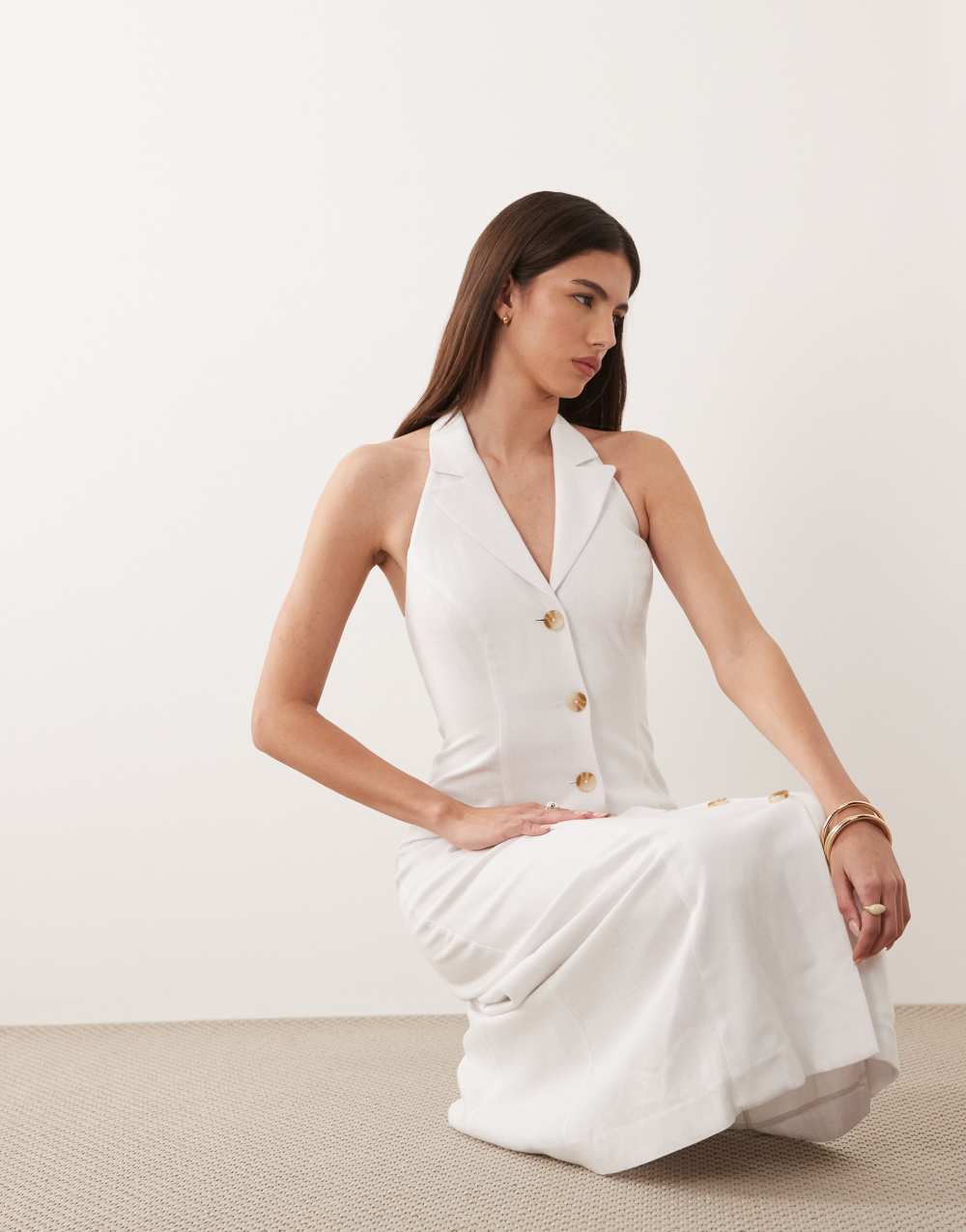 Juliette Midi Dress - White - side