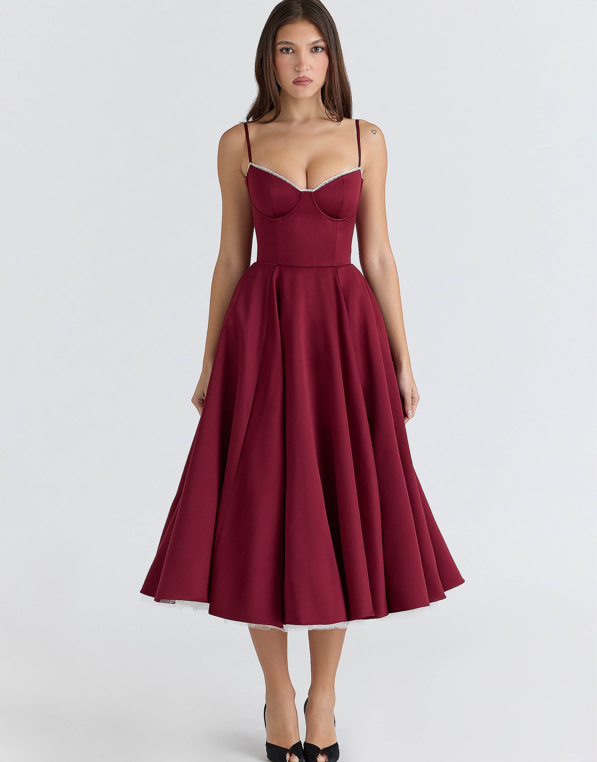 Mademoiselle Midi Dress - Wine