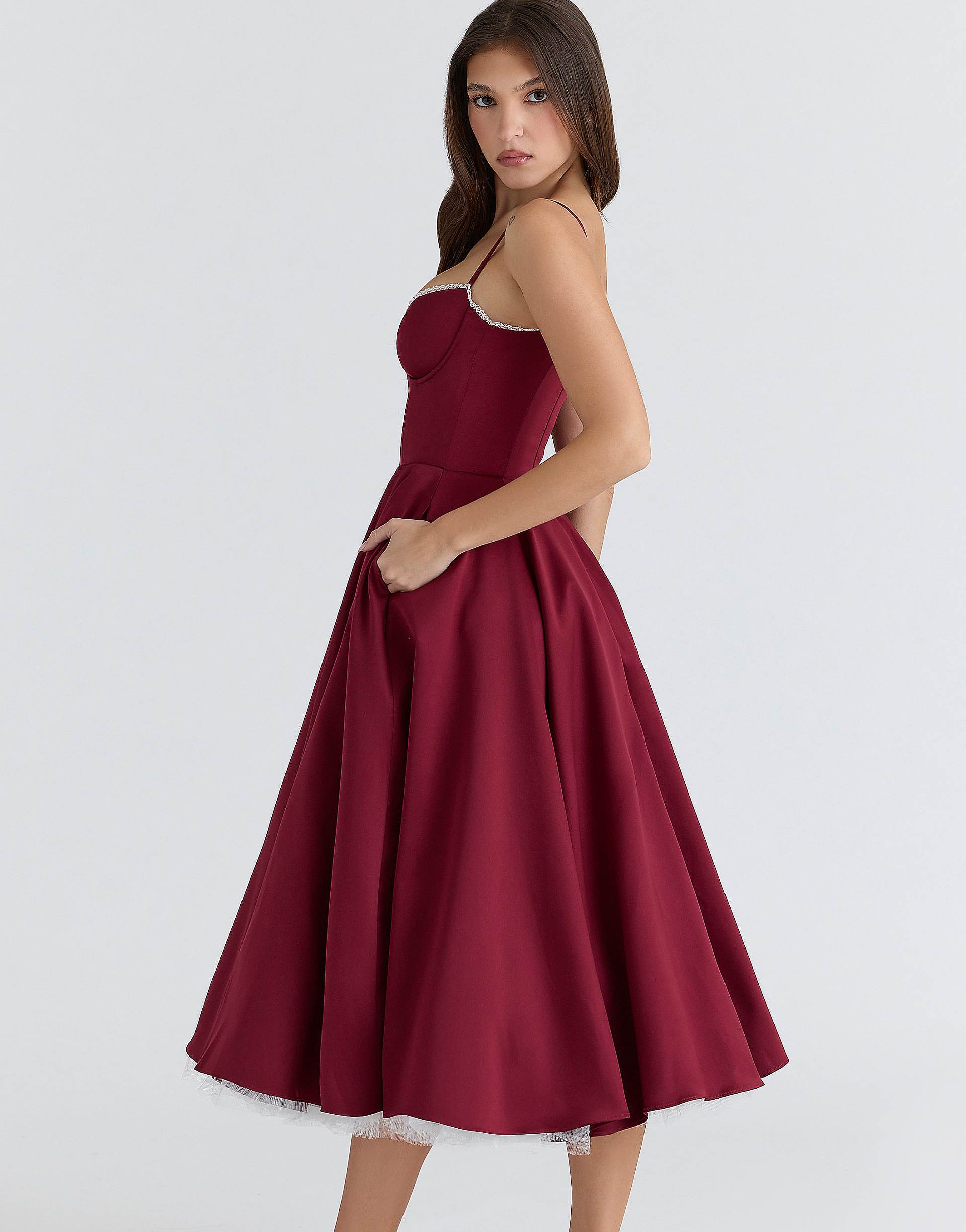Mademoiselle Midi Dress - Wine