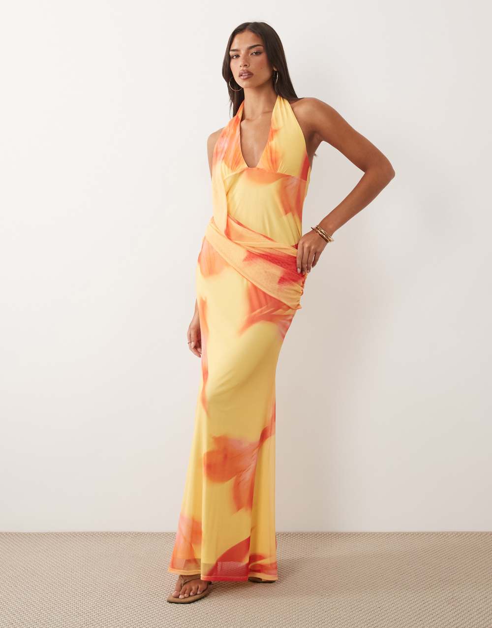 Florence Maxi Dress - Yellow Floral - front