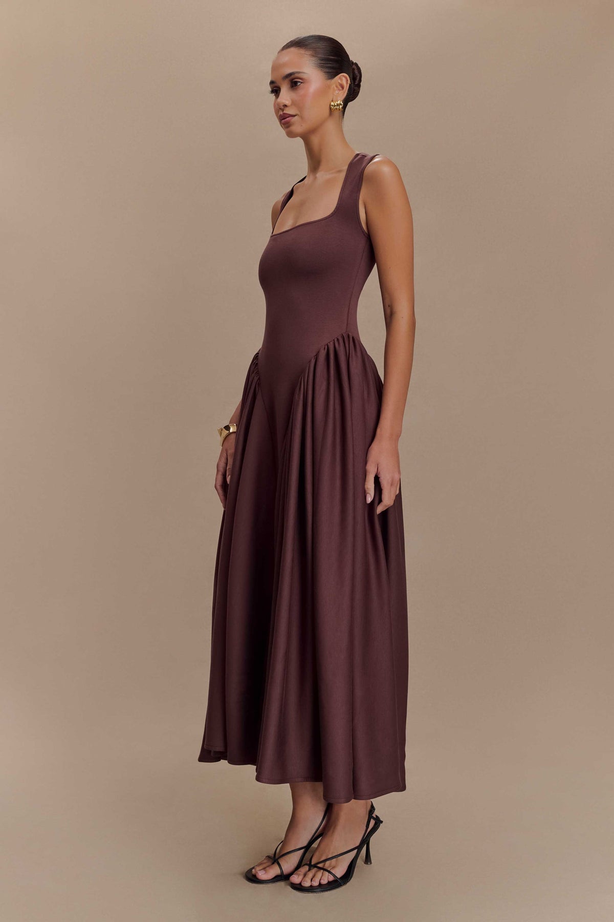 Hazel Midi Dress - Cacao Brown