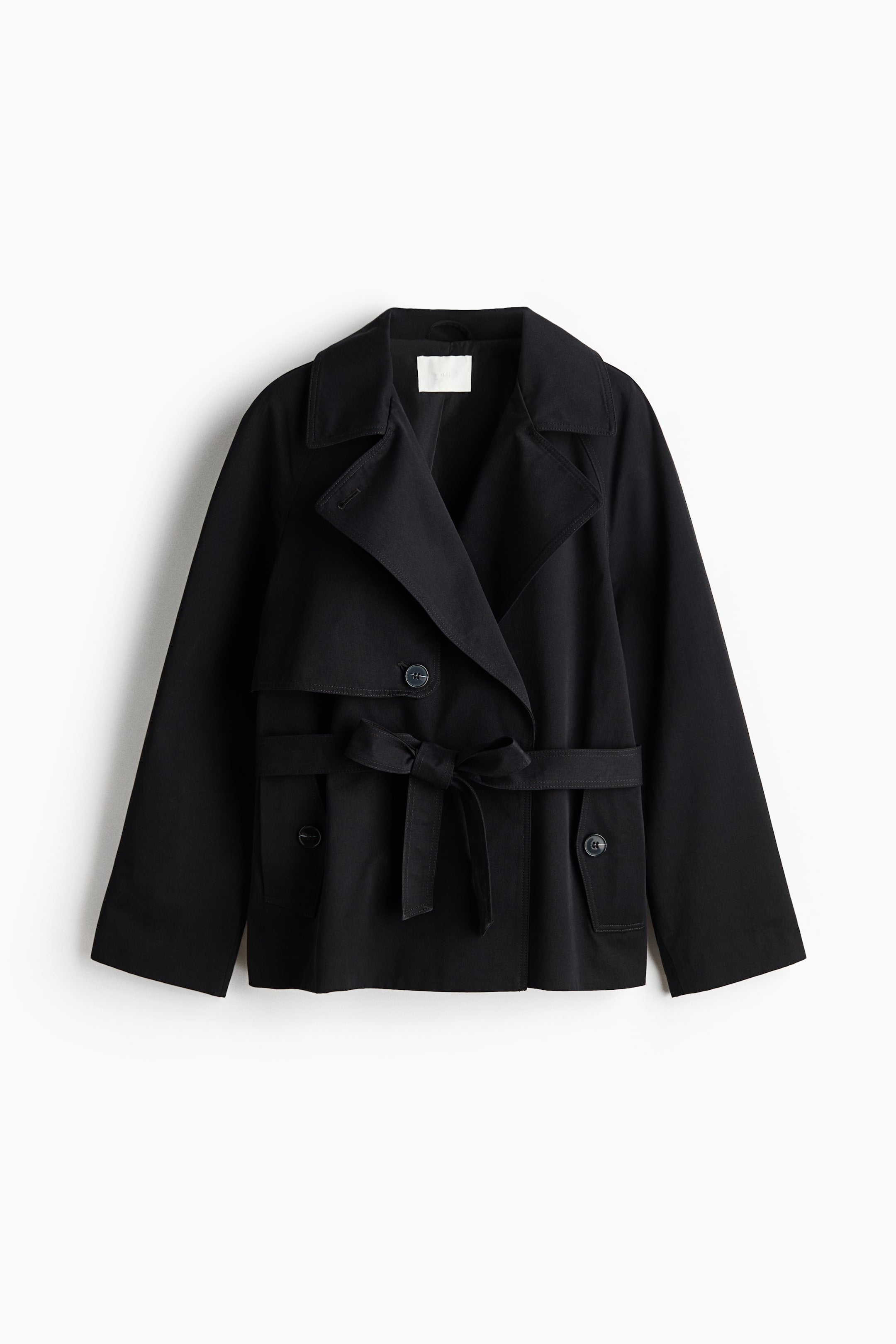 Ribbon Trench Coat - Black
