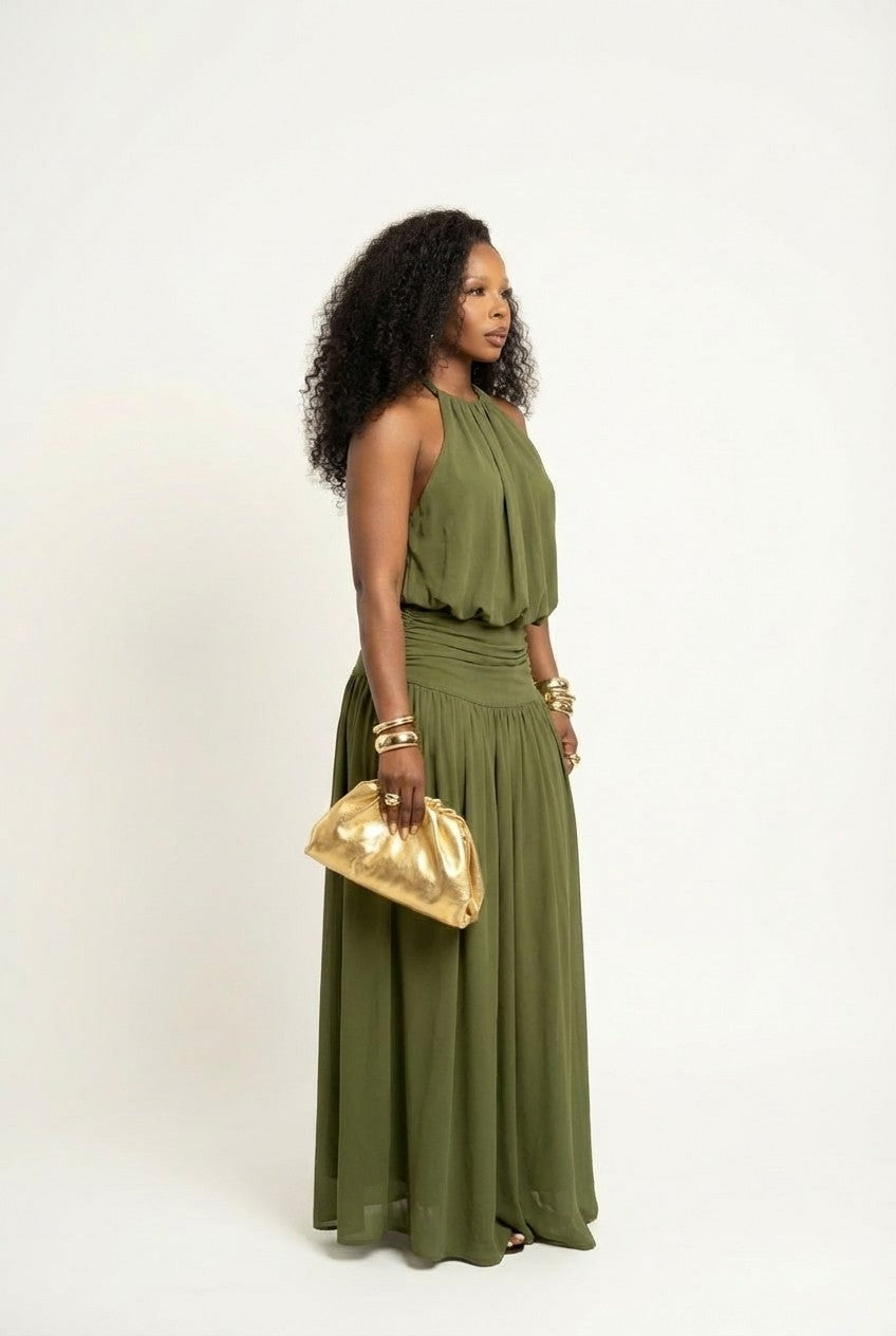 Colette Maxi Dress - Olive Green - 2