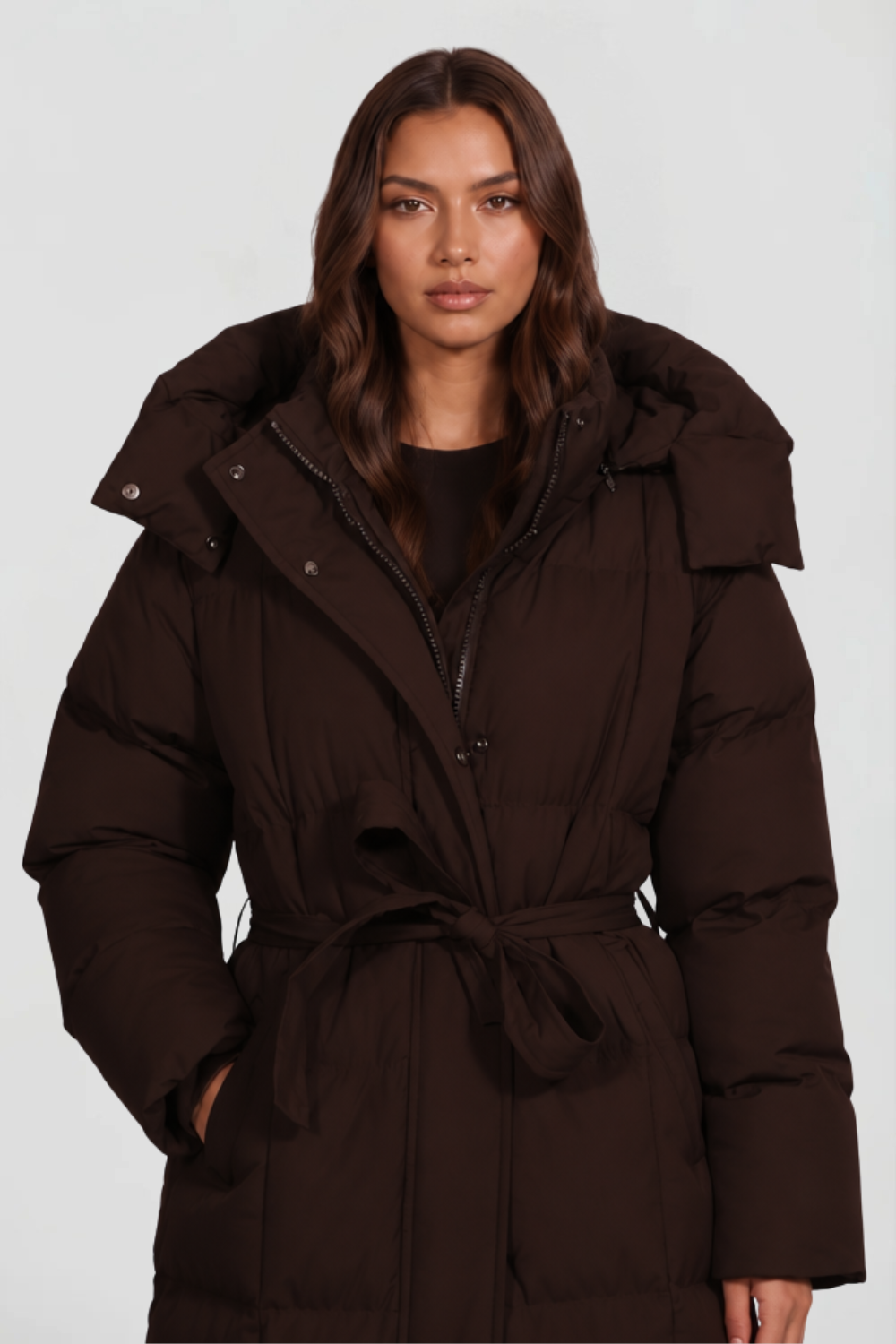 Freya Puffer Coat - Brown
