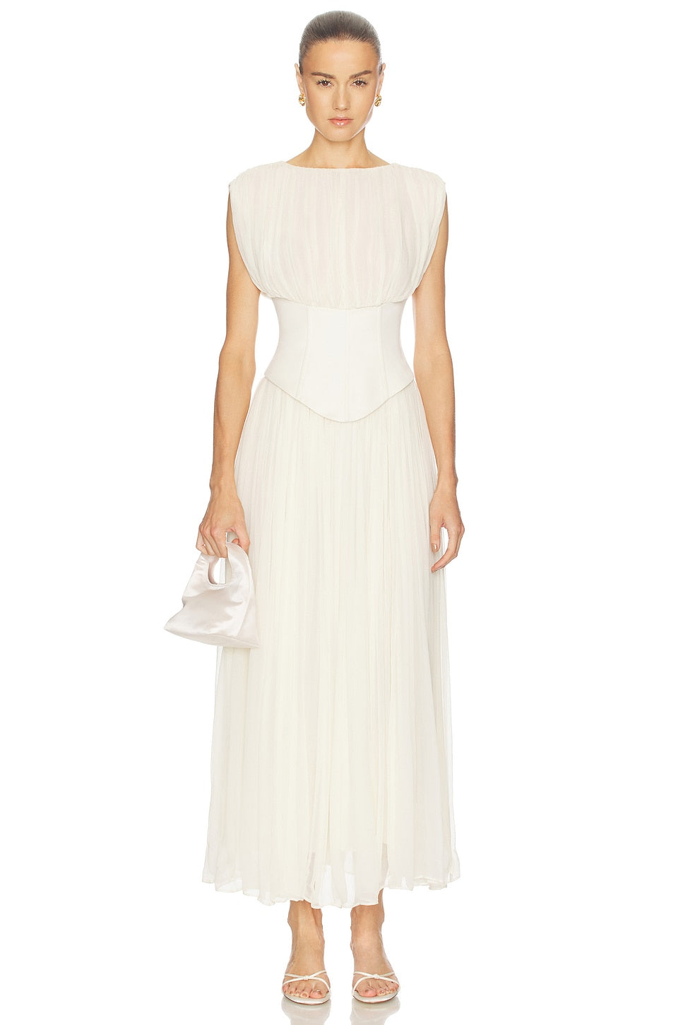 Genevieve Midi Dress - Ivory - front