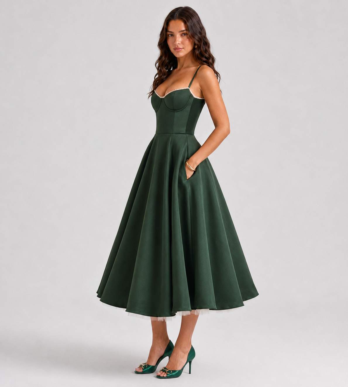 Corsetta Midi Dress - Forest Green