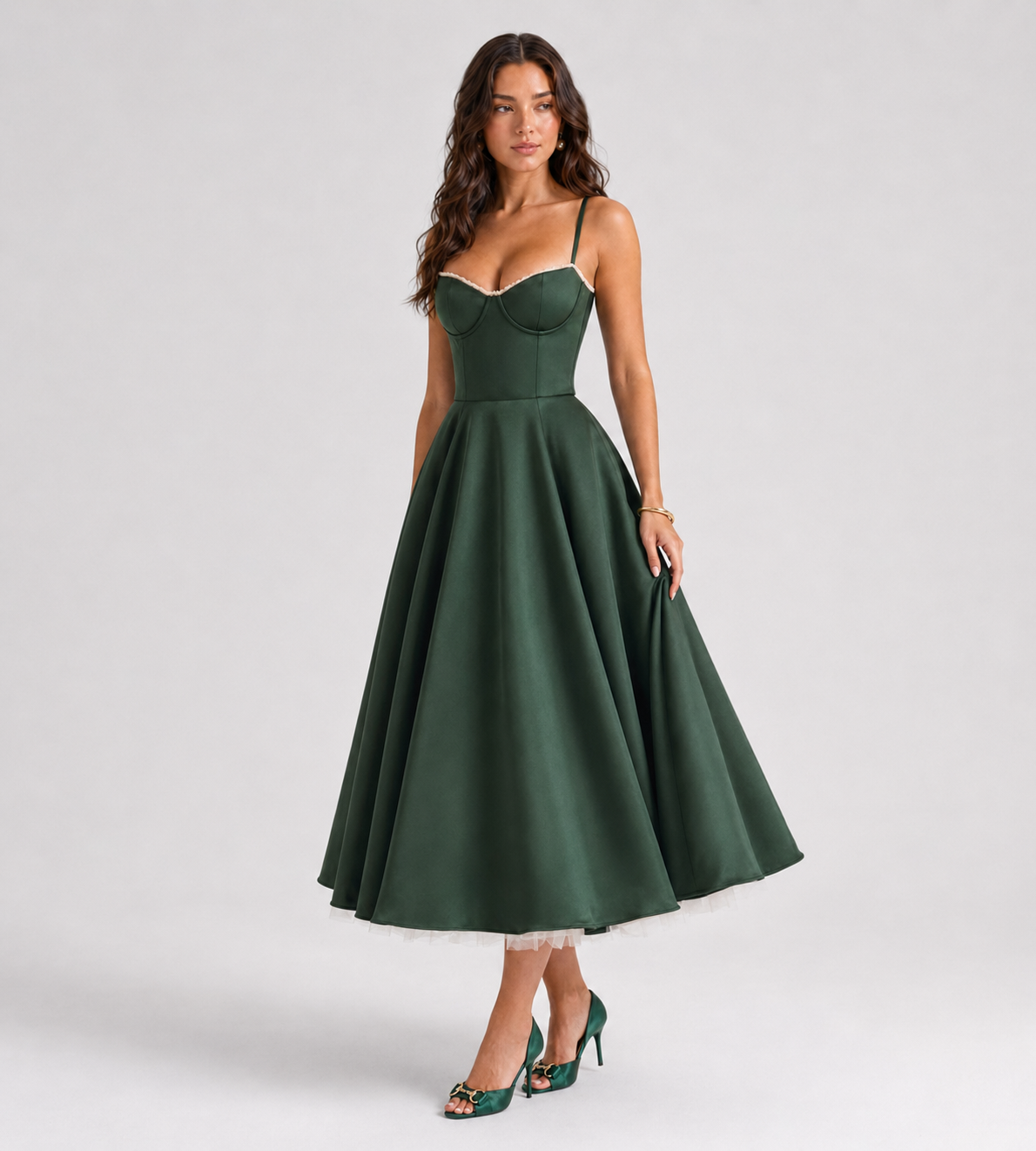Corsetta Midi Dress - Forest Green
