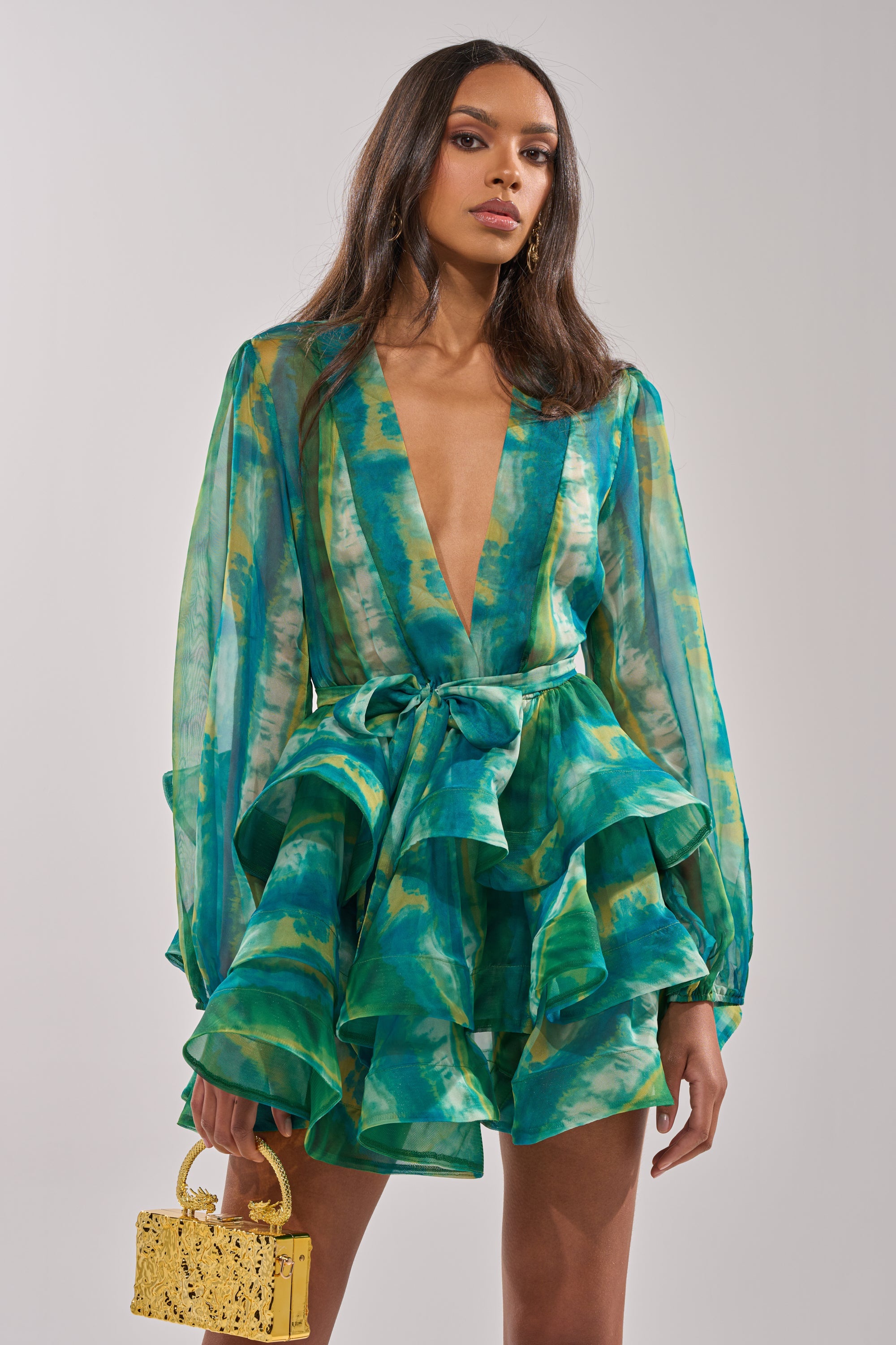 Anouk Mini Dress - Green Multi - view 2