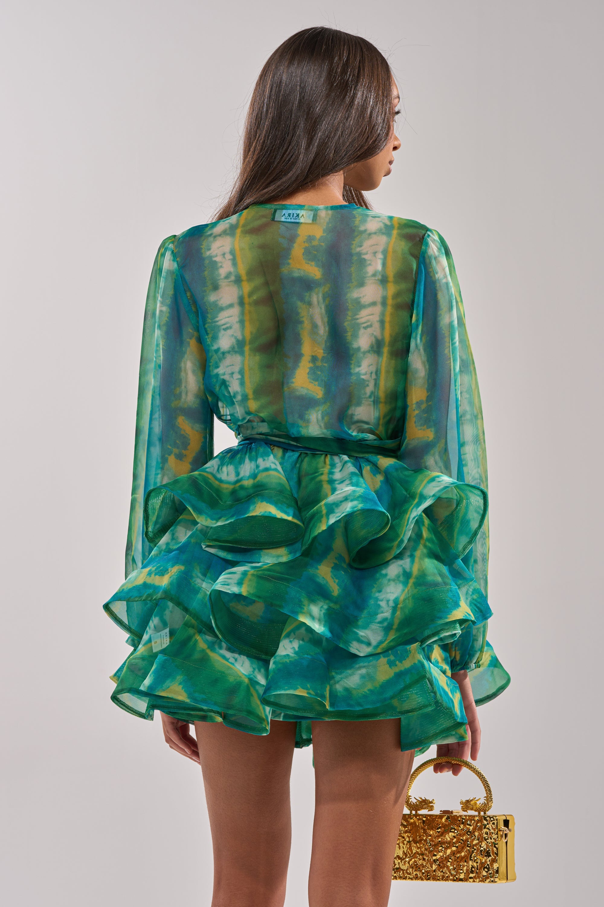 Anouk Mini Dress - Green Multi - back
