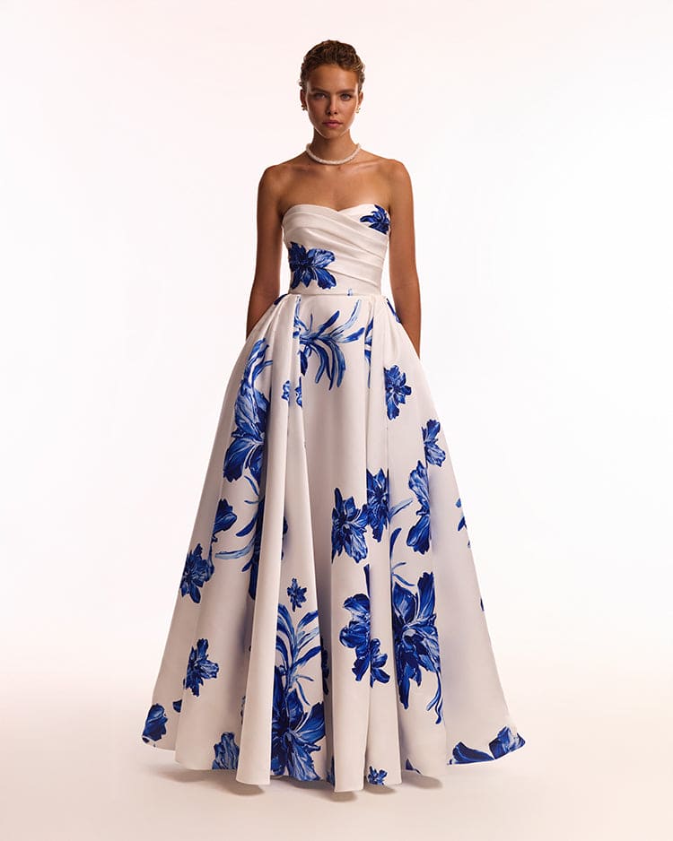 Florentine Maxi Dress - White-Blue