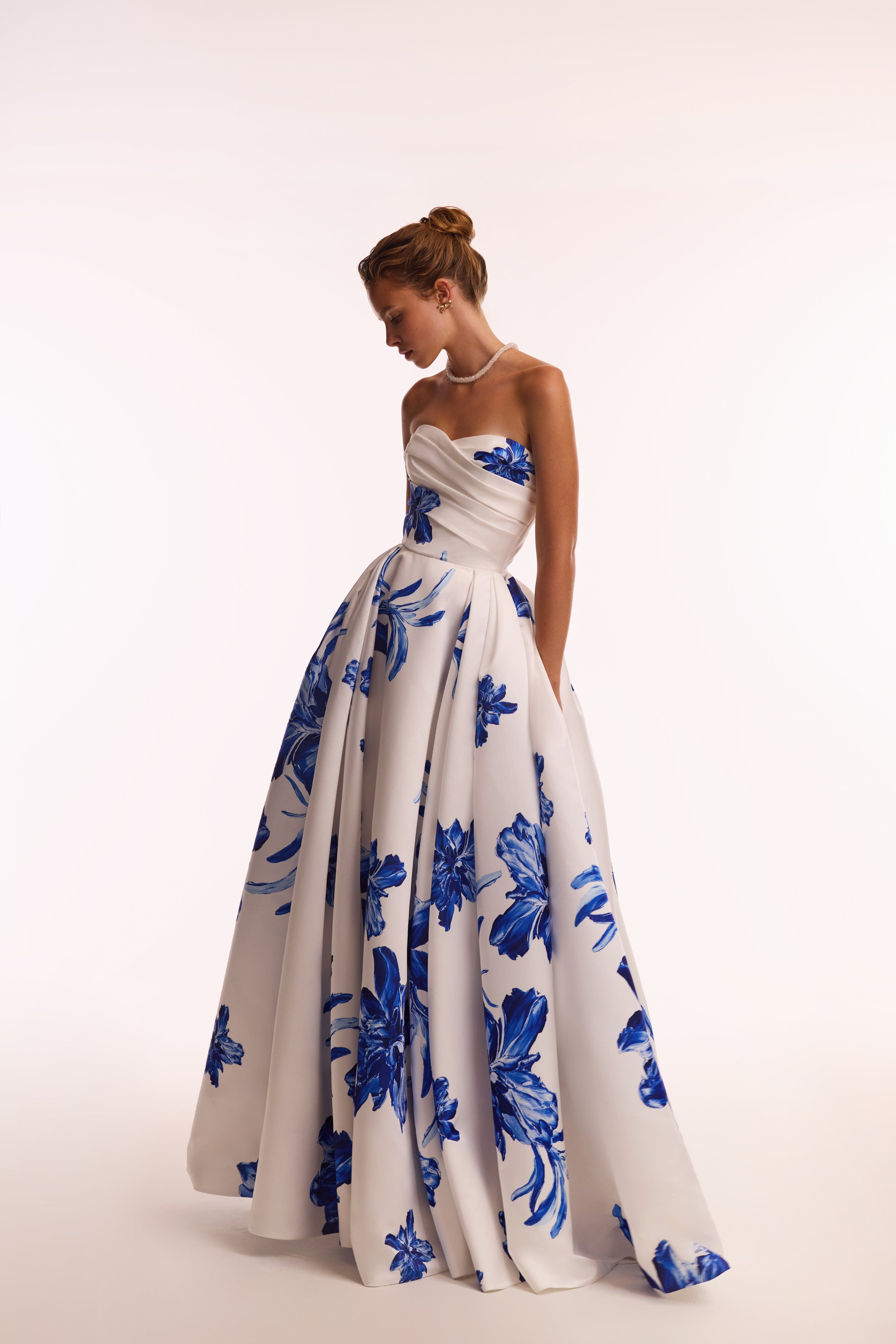 Florentine Maxi Dress - White-Blue