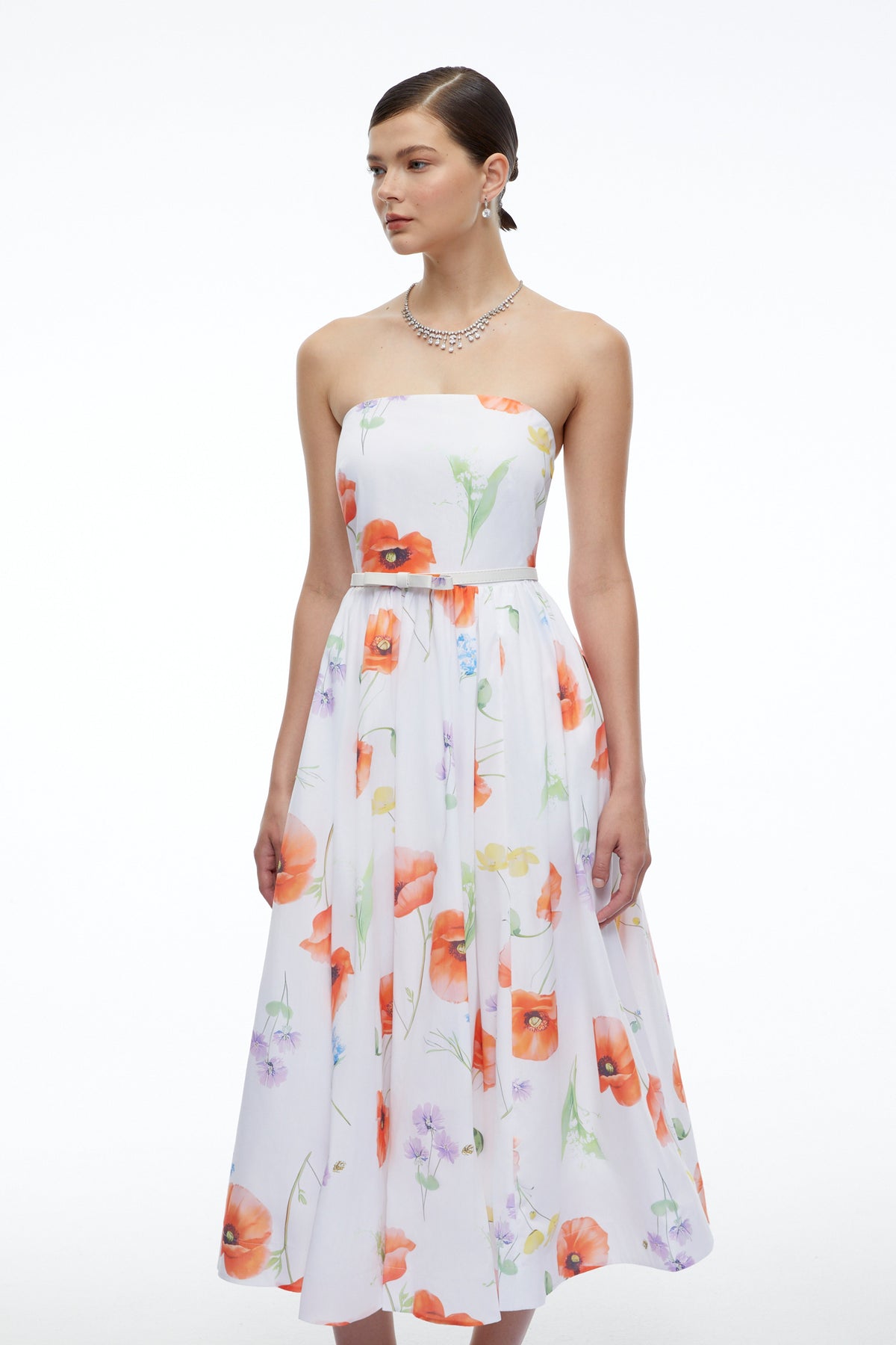 Fleurette Midi Dress - White Multicolor