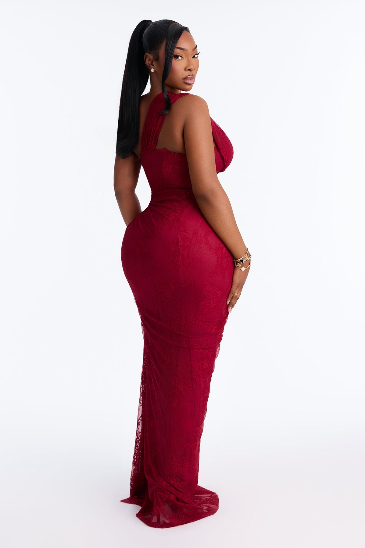 Valentina Lace Maxi Dress - Wine