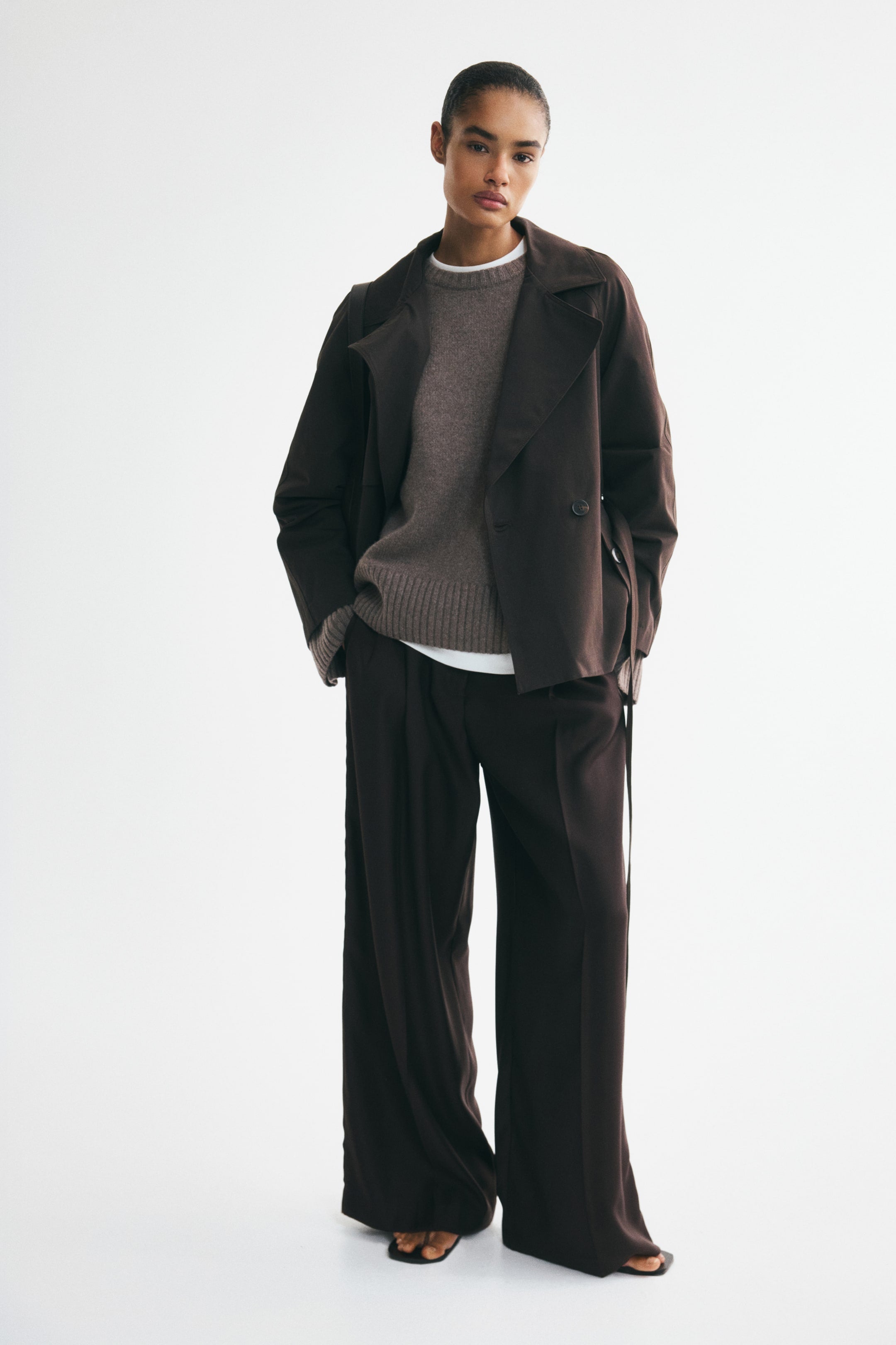 Ribbon Trench Coat - Dark Brown