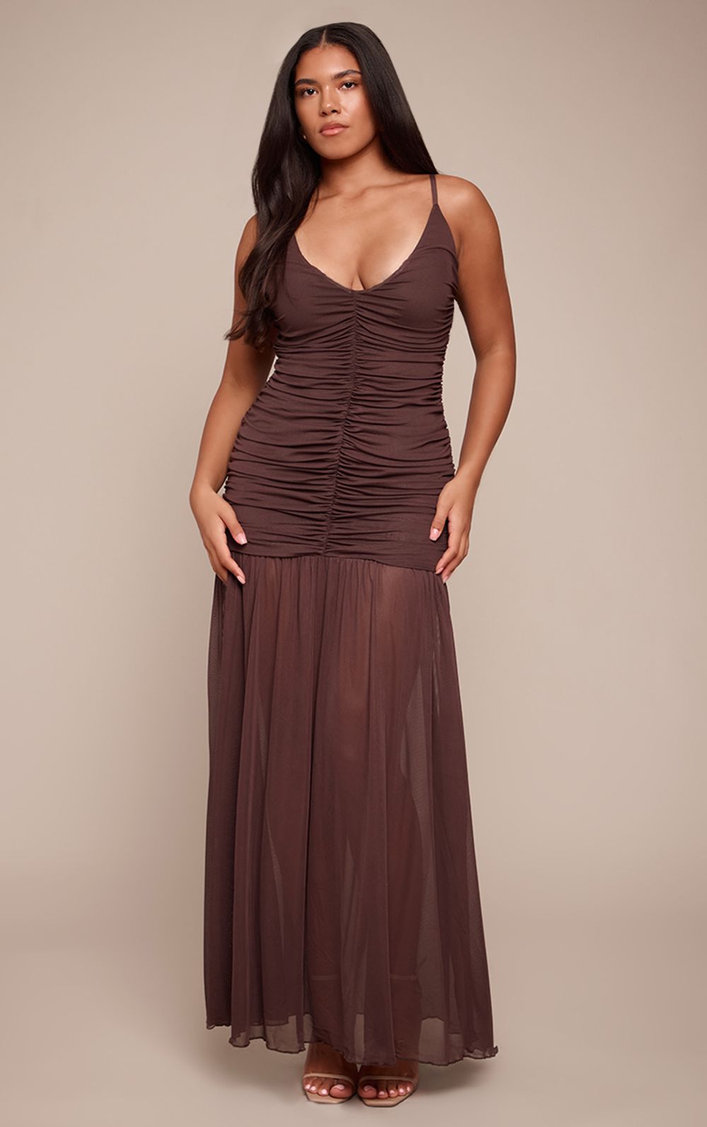 Arabella Maxi Dress - Chocolate - front