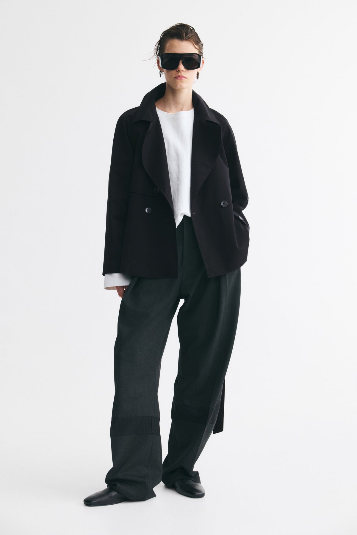 Ribbon Trench Coat - Black